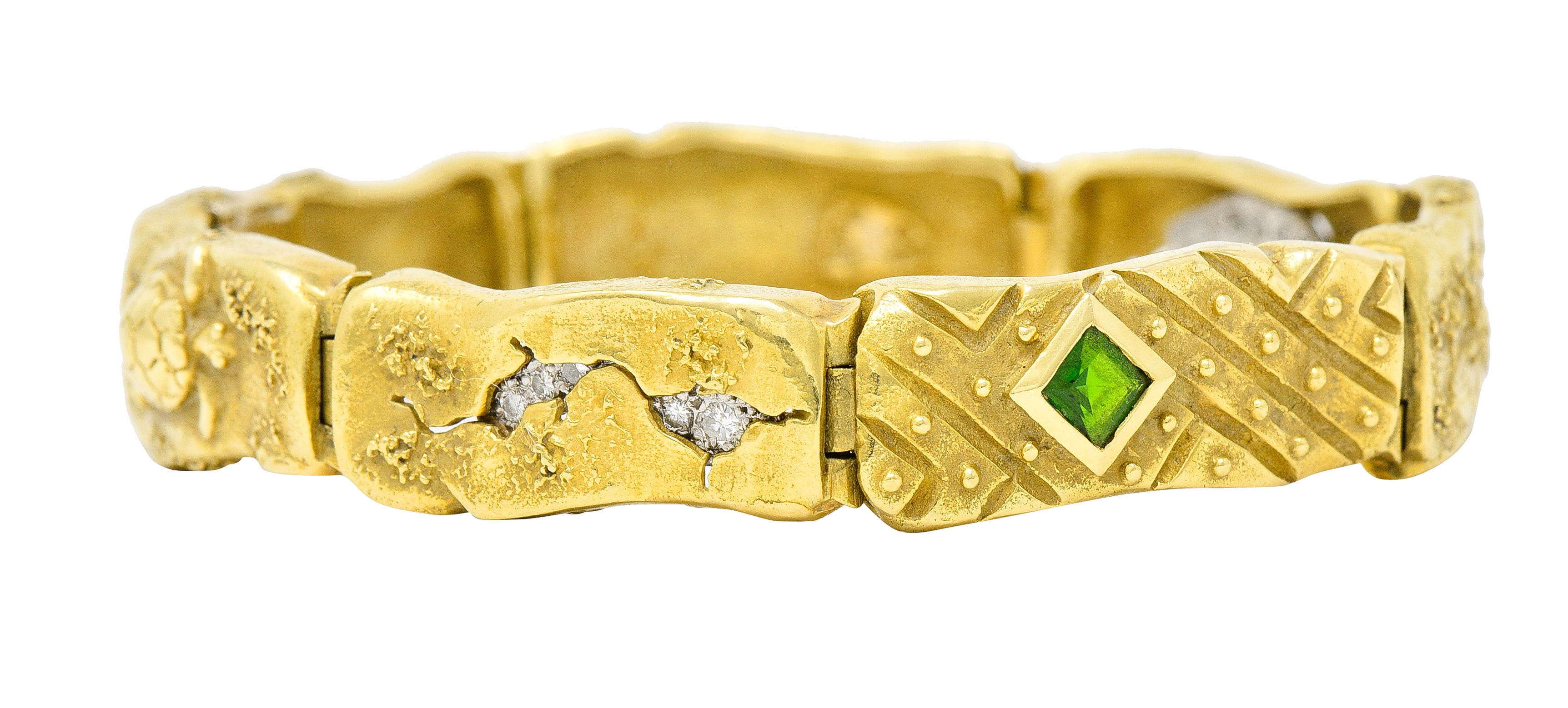 .11111 SeidenGang Peridot Diamond 18 Karat Gold Platinum Odyssey Braceletbracelet - Wilson's Estate Jewelry
