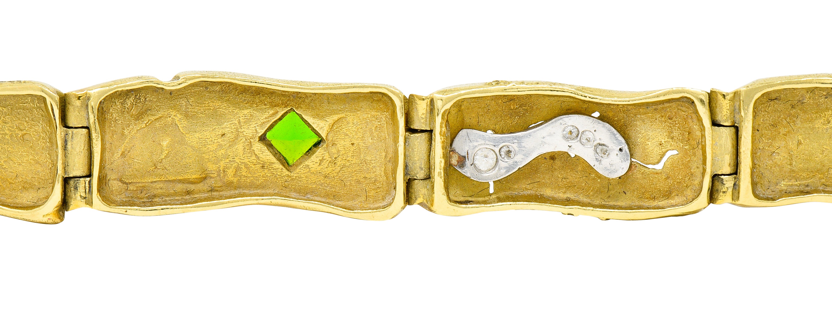 .11111 SeidenGang Peridot Diamond 18 Karat Gold Platinum Odyssey Braceletbracelet - Wilson's Estate Jewelry