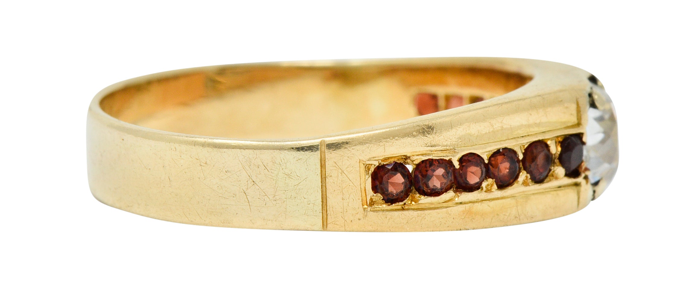 Retro Garnet 0.51 CTW Diamond 14 Karat Gold Unisex RingRing - Wilson's Estate Jewelry