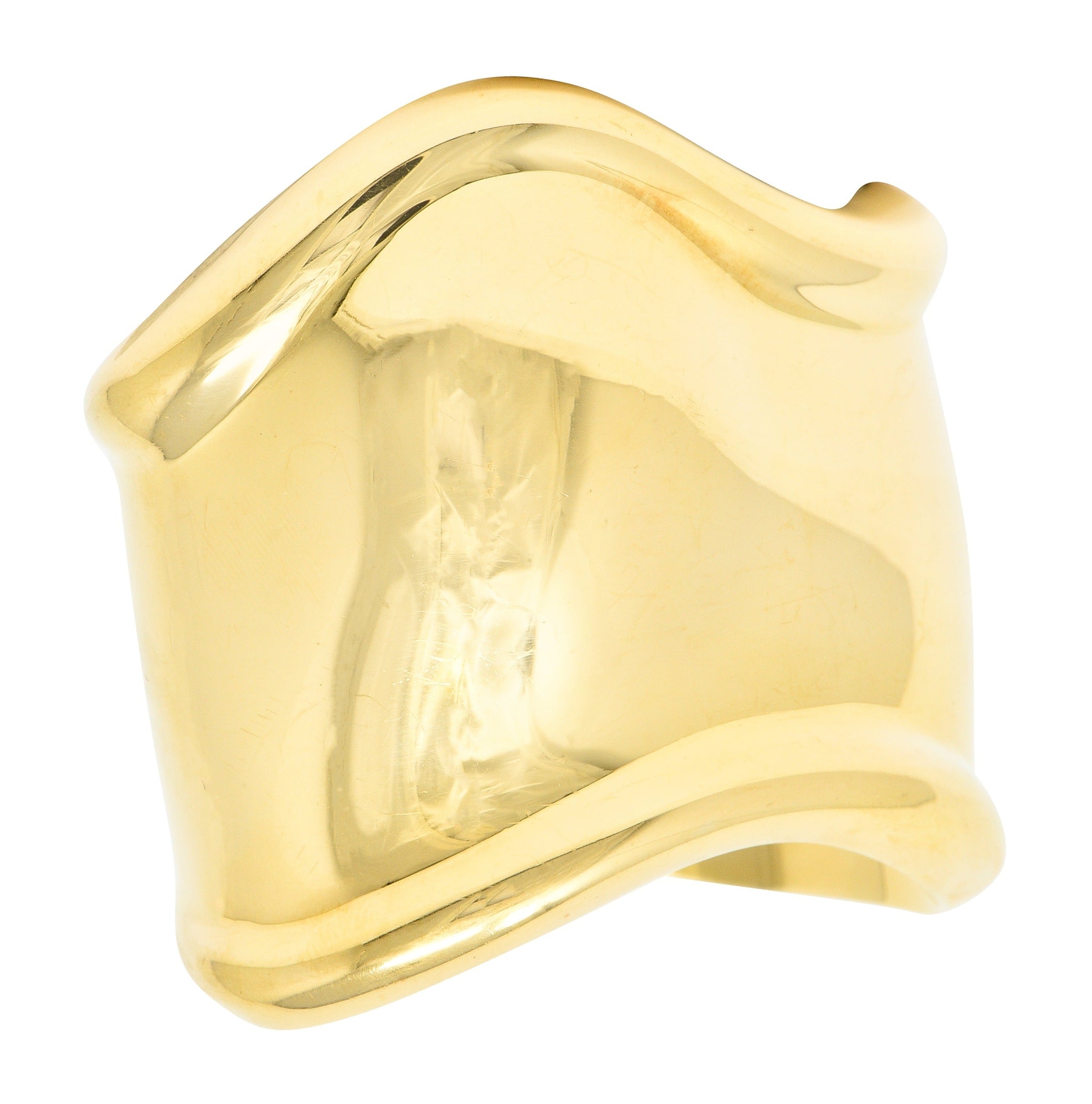 Elsa Peretti Tiffany & Co. 18 Karat Yellow Gold Bone Cuff Vintage Bracelet Wilson's Estate Jewelry