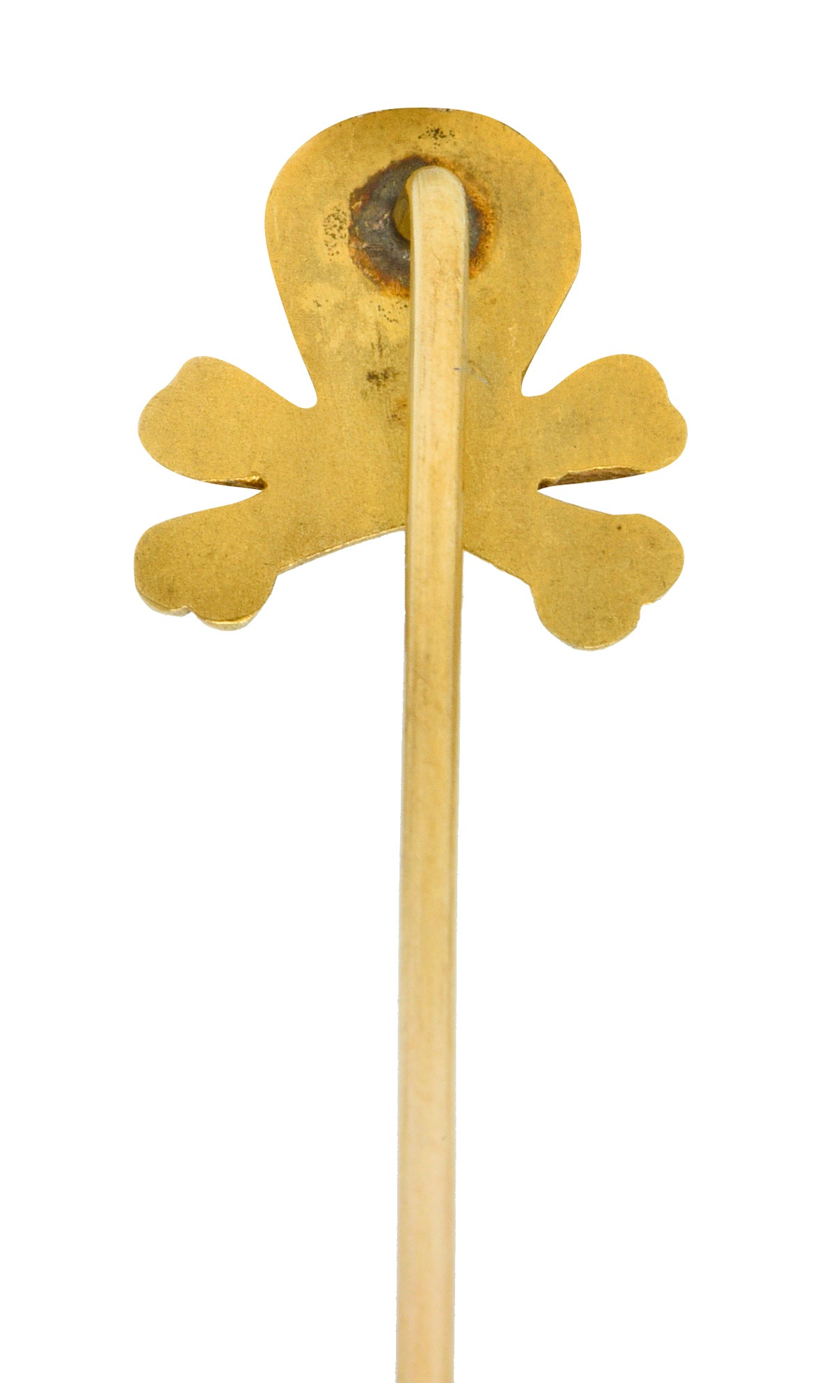 Victorian Old European Cut Diamond 14 Karat Gold Skull Crossbones StickpinStick Pin - Wilson's Estate Jewelry