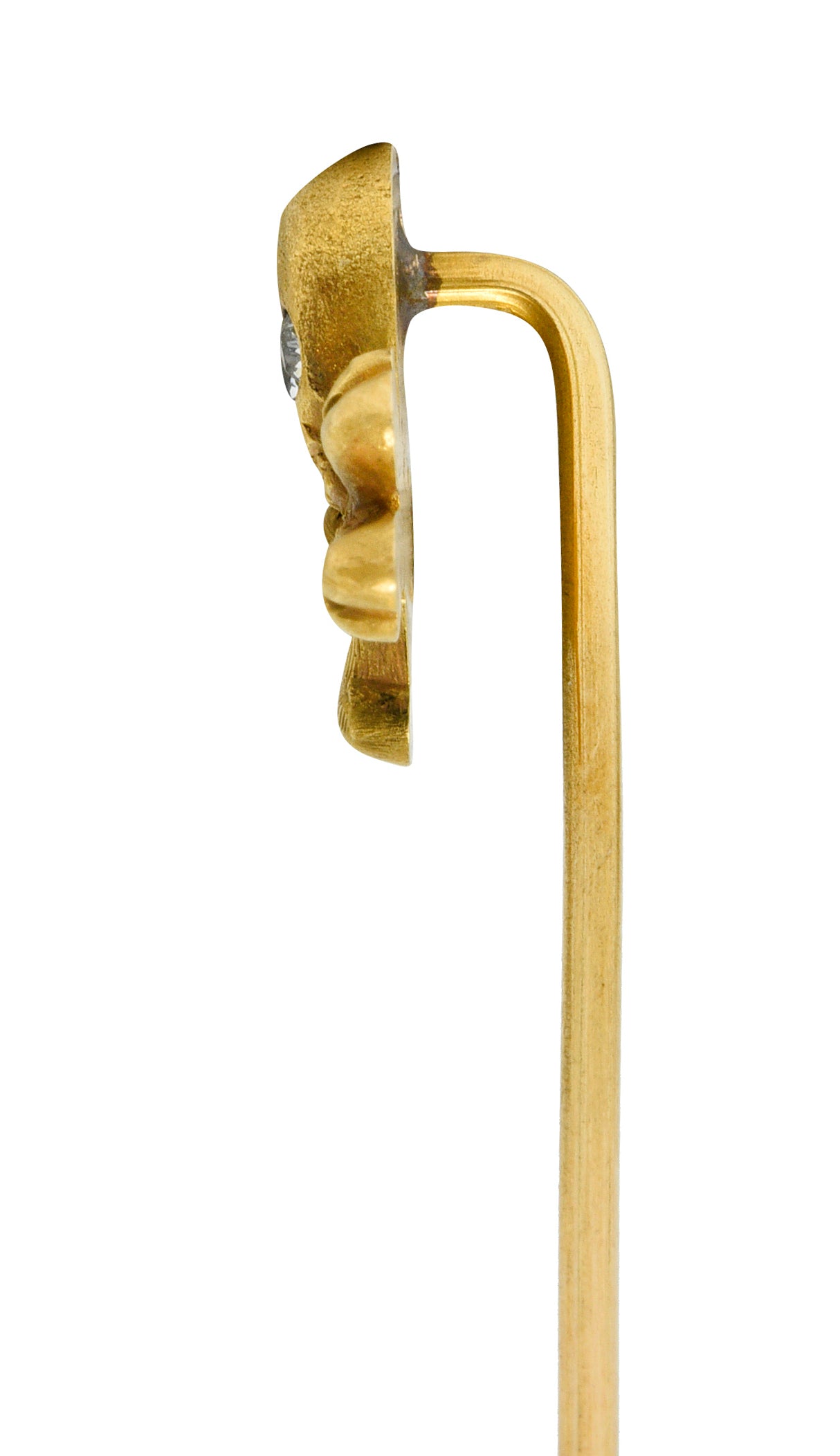 Victorian Old European Cut Diamond 14 Karat Gold Skull Crossbones StickpinStick Pin - Wilson's Estate Jewelry