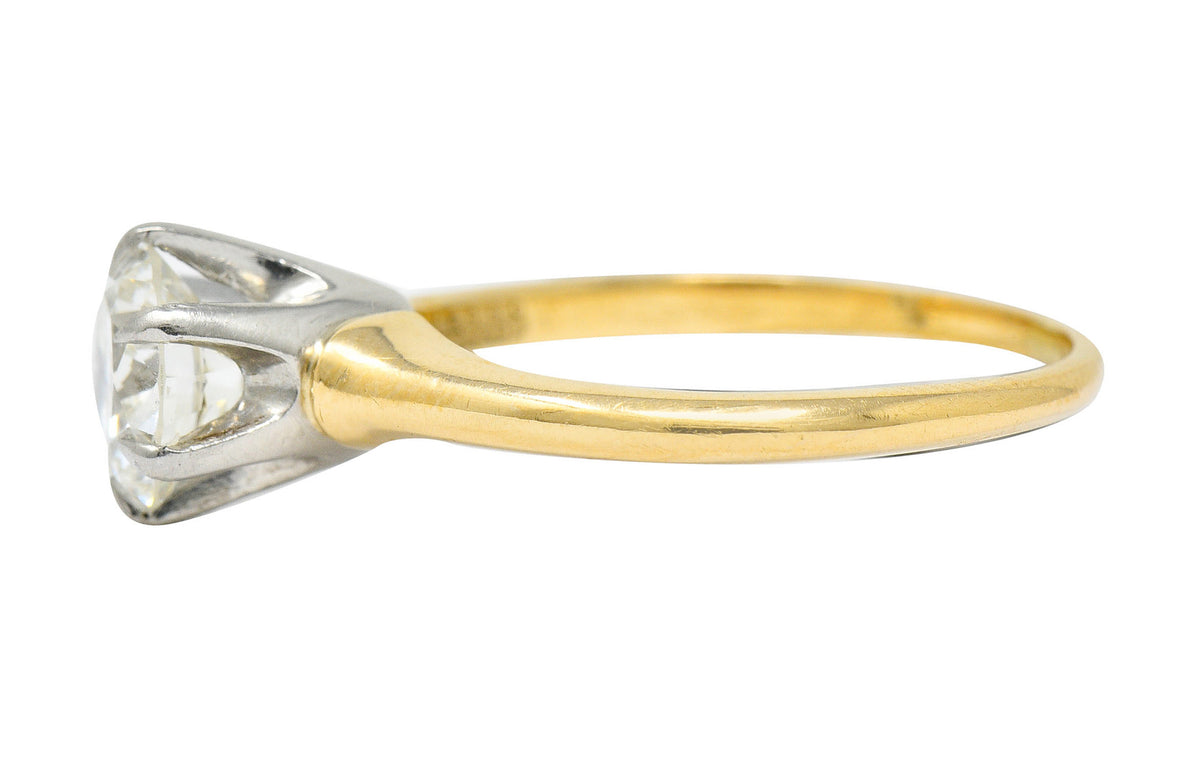 J.E. Caldwell 1.19 CTW Diamond 14 Karat Two-Tone Solitaire Engagement Ring GIARing - Wilson's Estate Jewelry