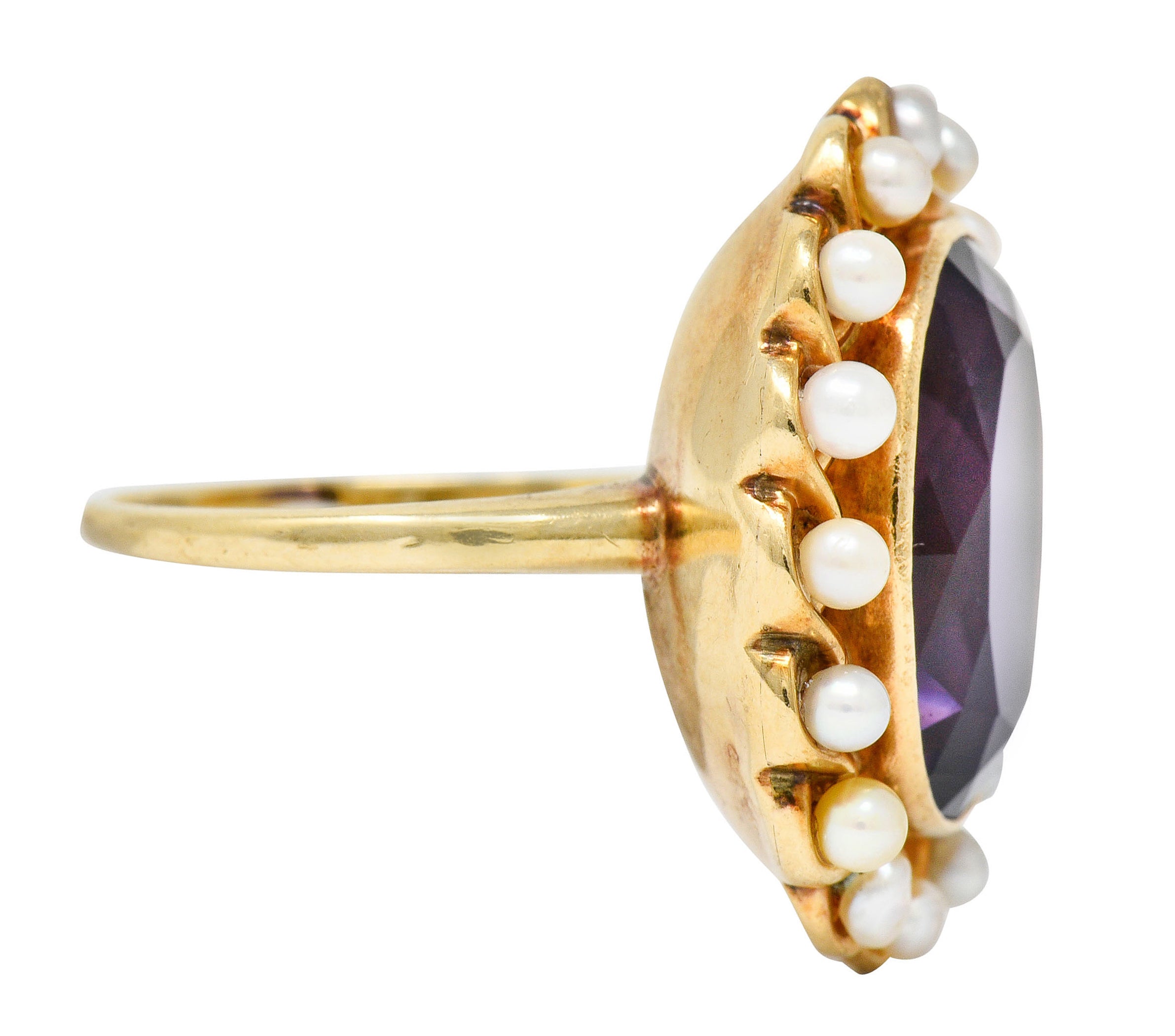 Victorian Amethyst Pearl 14 Karat Gold Cluster Ring Circa 1900Ring - Wilson's Estate Jewelry