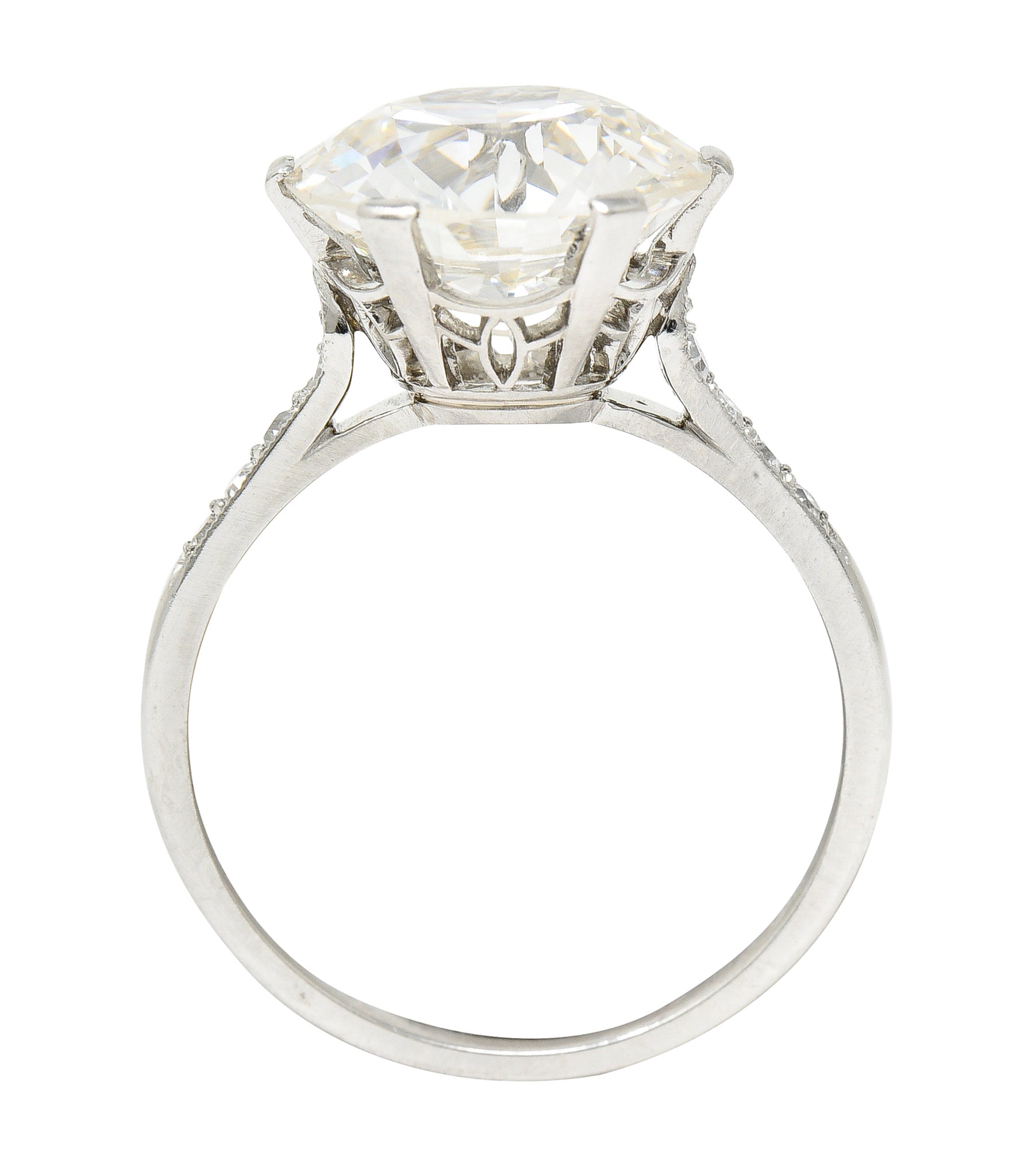 Art Deco 5.12 CTW Old European Cut Diamond Platinum Foliate Vintage Engagement Ring GIA Wilson's Estate Jewelry