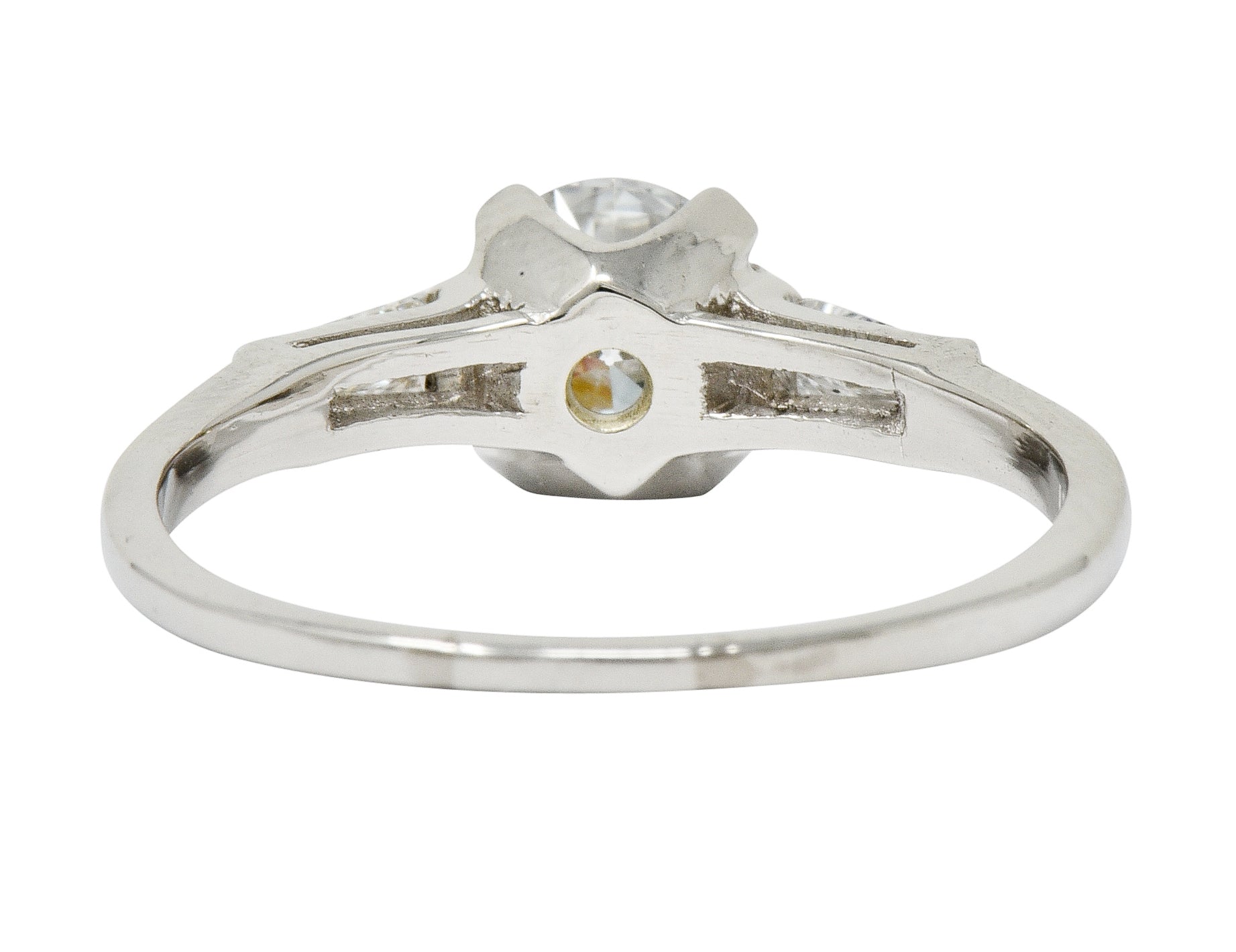 1950's Mid-Century 1.40 CTW Diamond Platinum Three Stone Engagement Ring GIA - Wilson's Estate Jewelry