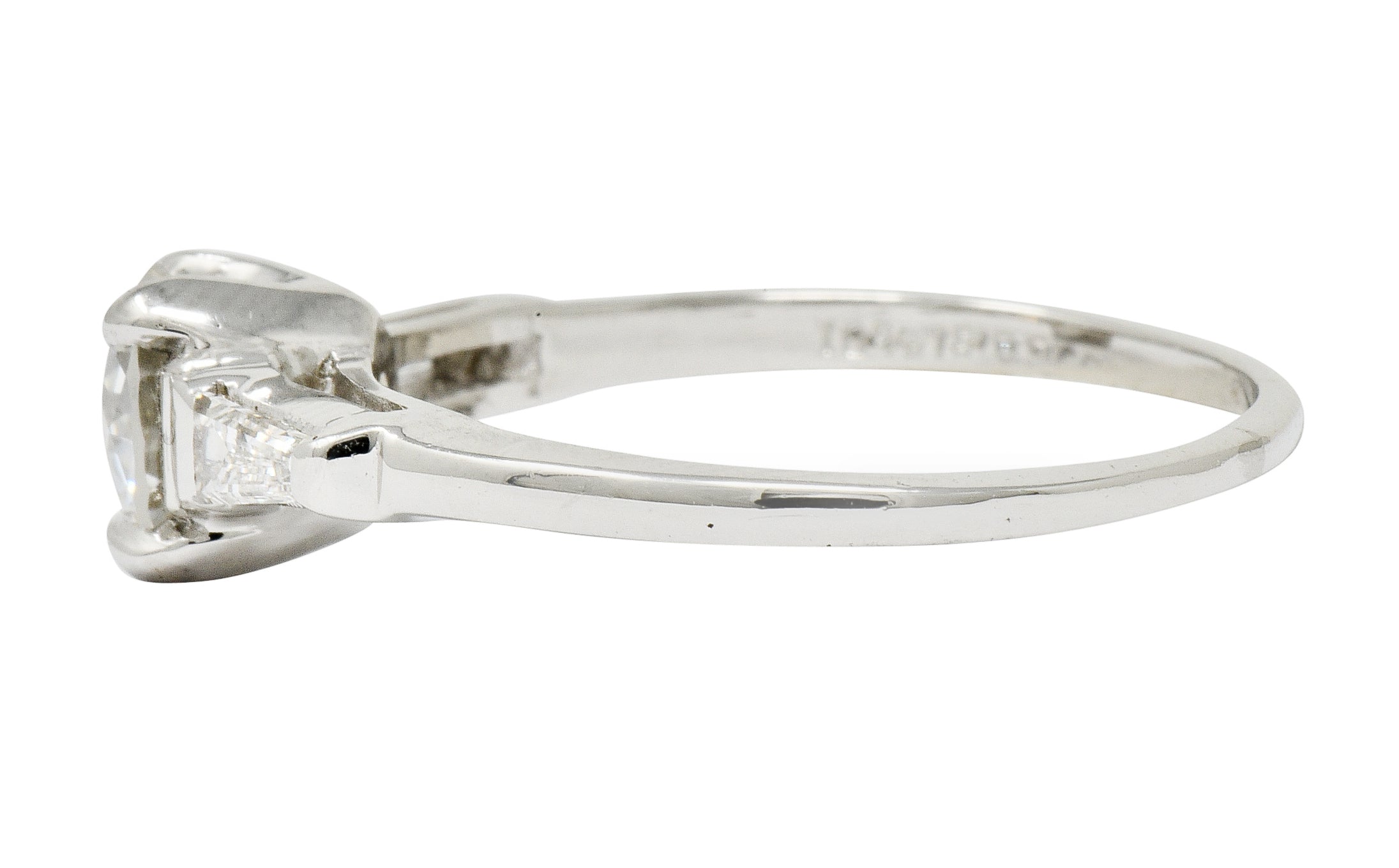 1950's Mid-Century 1.40 CTW Diamond Platinum Three Stone Engagement Ring GIA - Wilson's Estate Jewelry