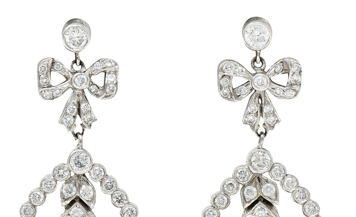 1950's Mid-Century 4.60 CTW Diamond Ruby 18 Karat Two-Tone Gold Drop EarringsEarrings - Wilson's Estate Jewelry