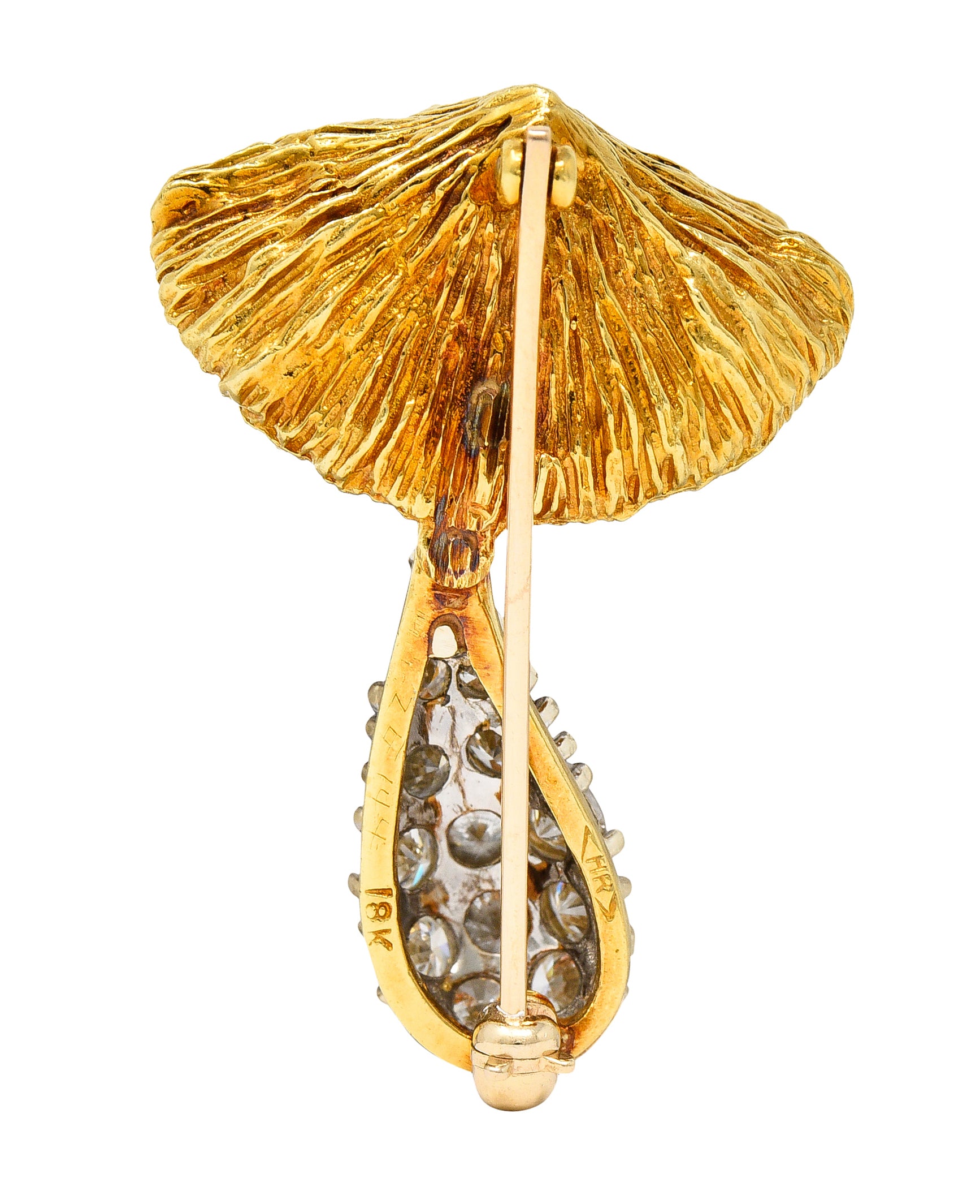 1970's Rosenthal 1.25 CTW Pave Diamond 18 Karat Two-Tone Gold Mushroom BroochBrooch - Wilson's Estate Jewelry