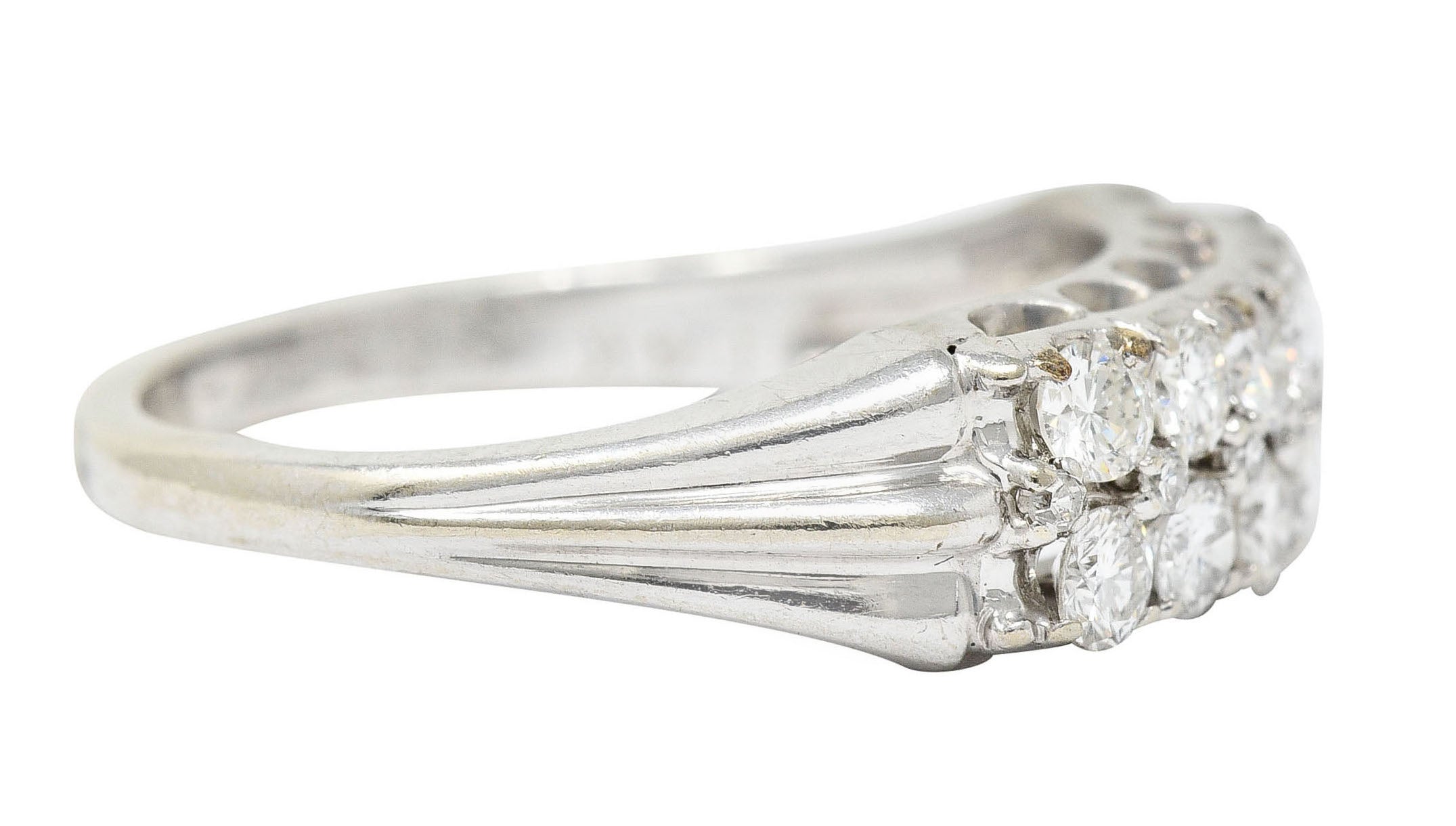 1929 Art Deco 1.00 CTW Diamond 14 Karat White Gold Double Row Band RingRing - Wilson's Estate Jewelry