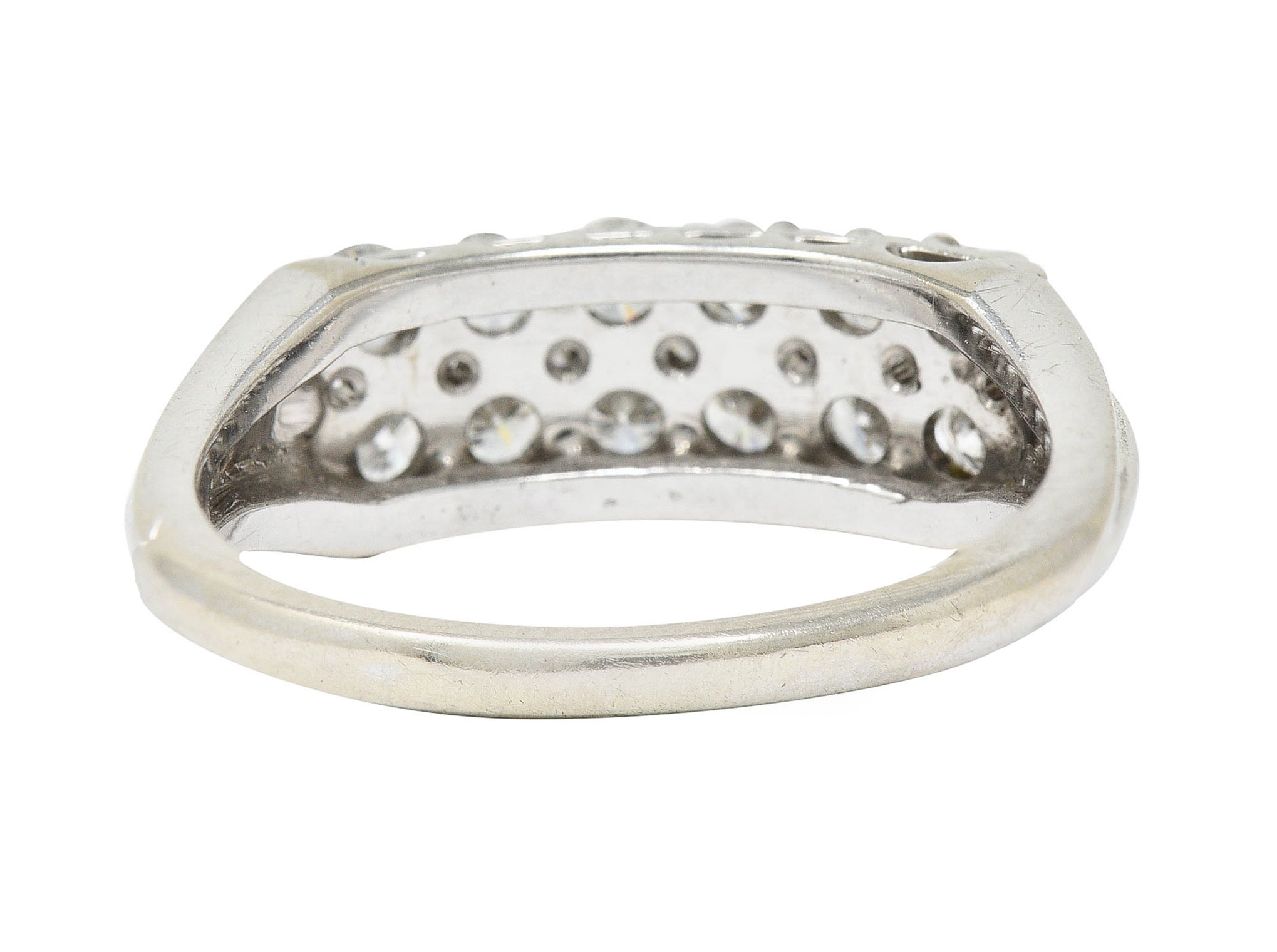 1929 Art Deco 1.00 CTW Diamond 14 Karat White Gold Double Row Band RingRing - Wilson's Estate Jewelry