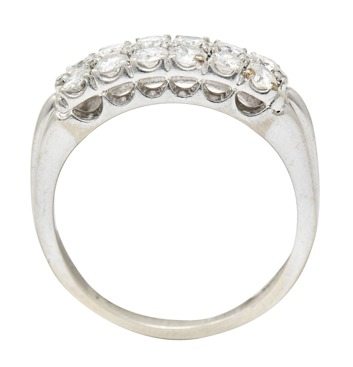 1929 Art Deco 1.00 CTW Diamond 14 Karat White Gold Double Row Band RingRing - Wilson's Estate Jewelry
