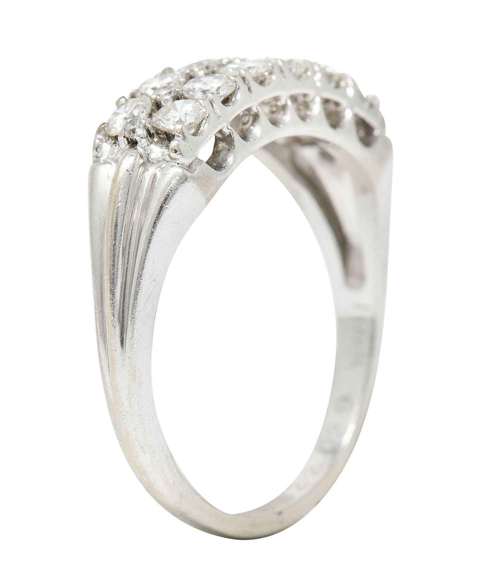 1929 Art Deco 1.00 CTW Diamond 14 Karat White Gold Double Row Band RingRing - Wilson's Estate Jewelry