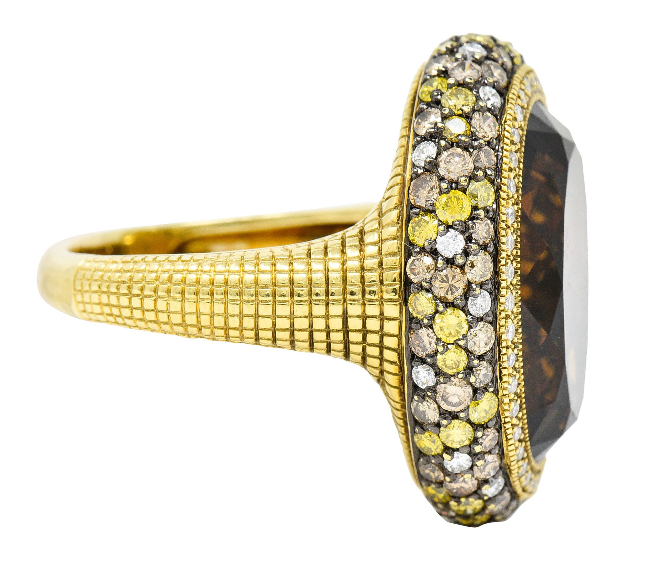 Judith Ripka Citrine Diamond & Fancy Colored Diamond 18 Karat Gold Monaco RingRing - Wilson's Estate Jewelry