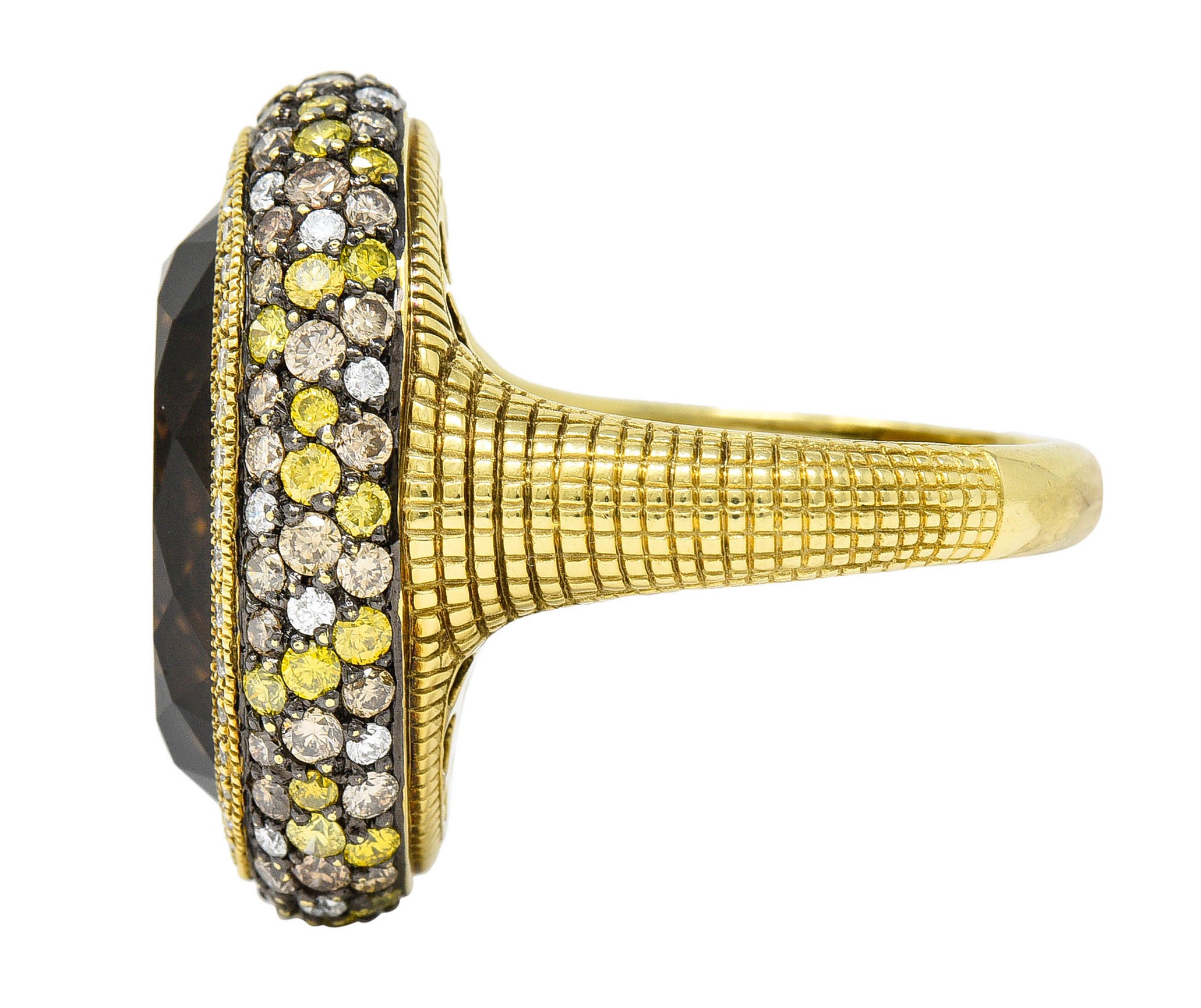 Judith Ripka Citrine Diamond & Fancy Colored Diamond 18 Karat Gold Monaco RingRing - Wilson's Estate Jewelry
