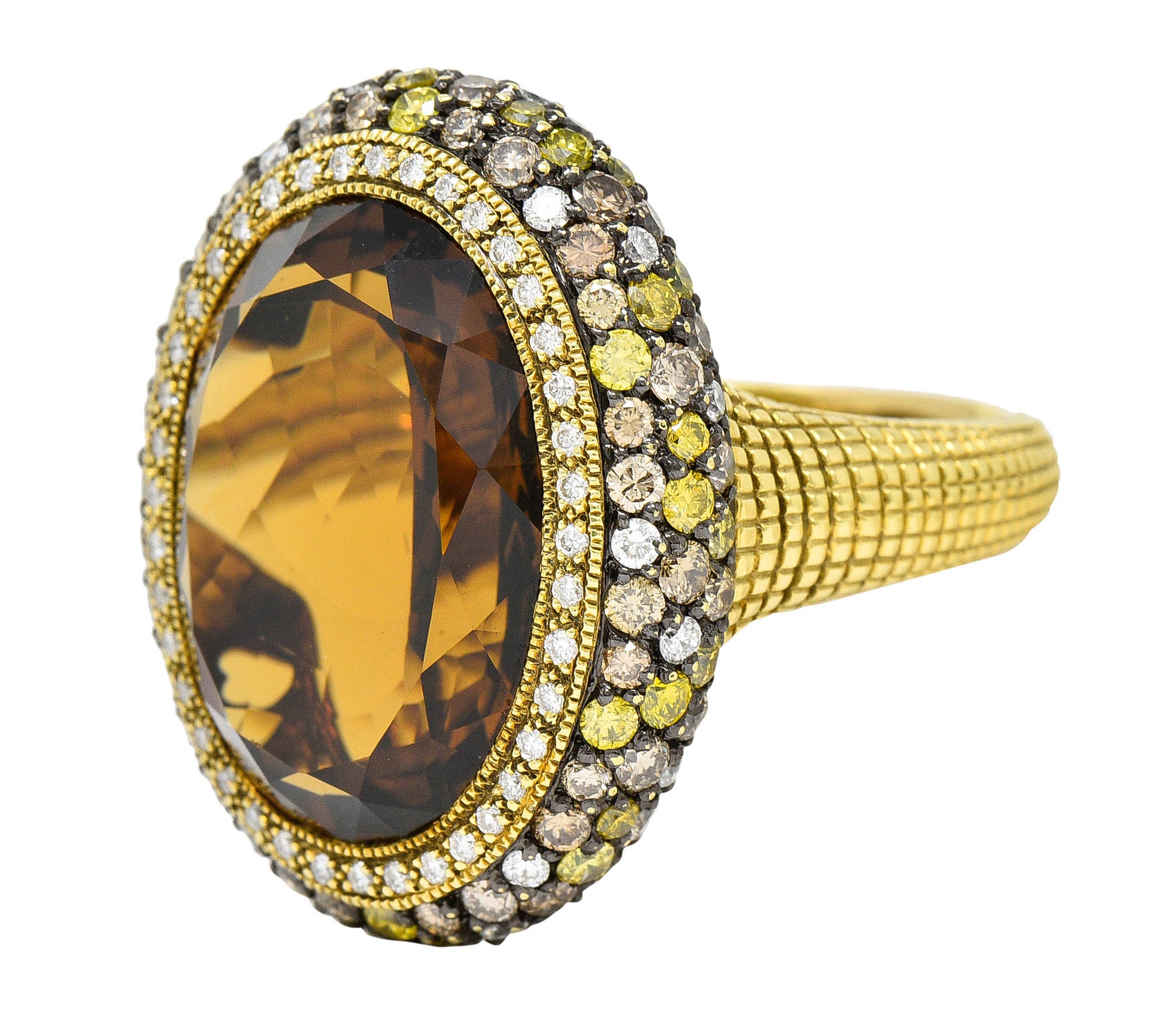 Judith Ripka Citrine Diamond & Fancy Colored Diamond 18 Karat Gold Monaco RingRing - Wilson's Estate Jewelry