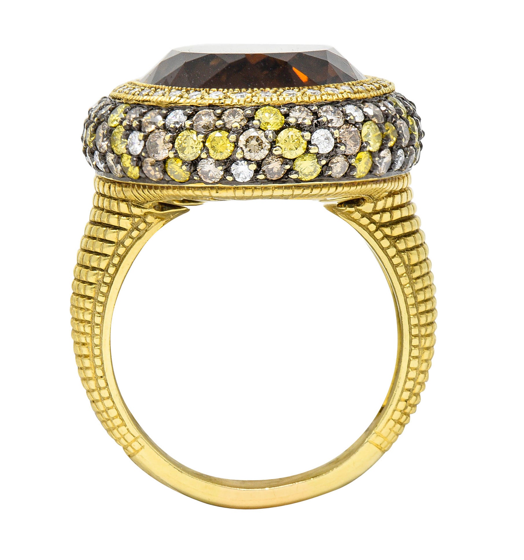 Judith Ripka Citrine Diamond & Fancy Colored Diamond 18 Karat Gold Monaco RingRing - Wilson's Estate Jewelry
