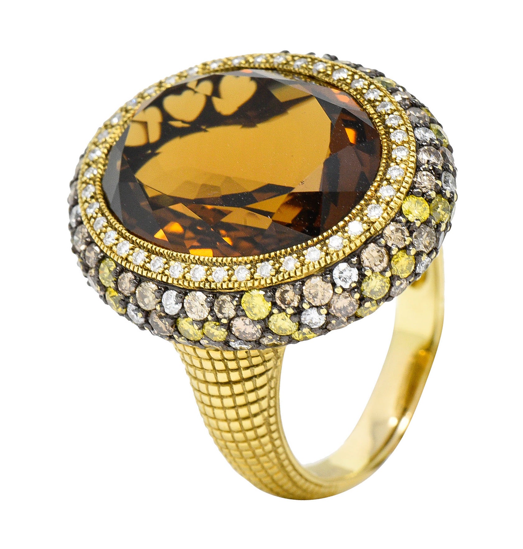 Judith Ripka Citrine Diamond & Fancy Colored Diamond 18 Karat Gold Monaco RingRing - Wilson's Estate Jewelry
