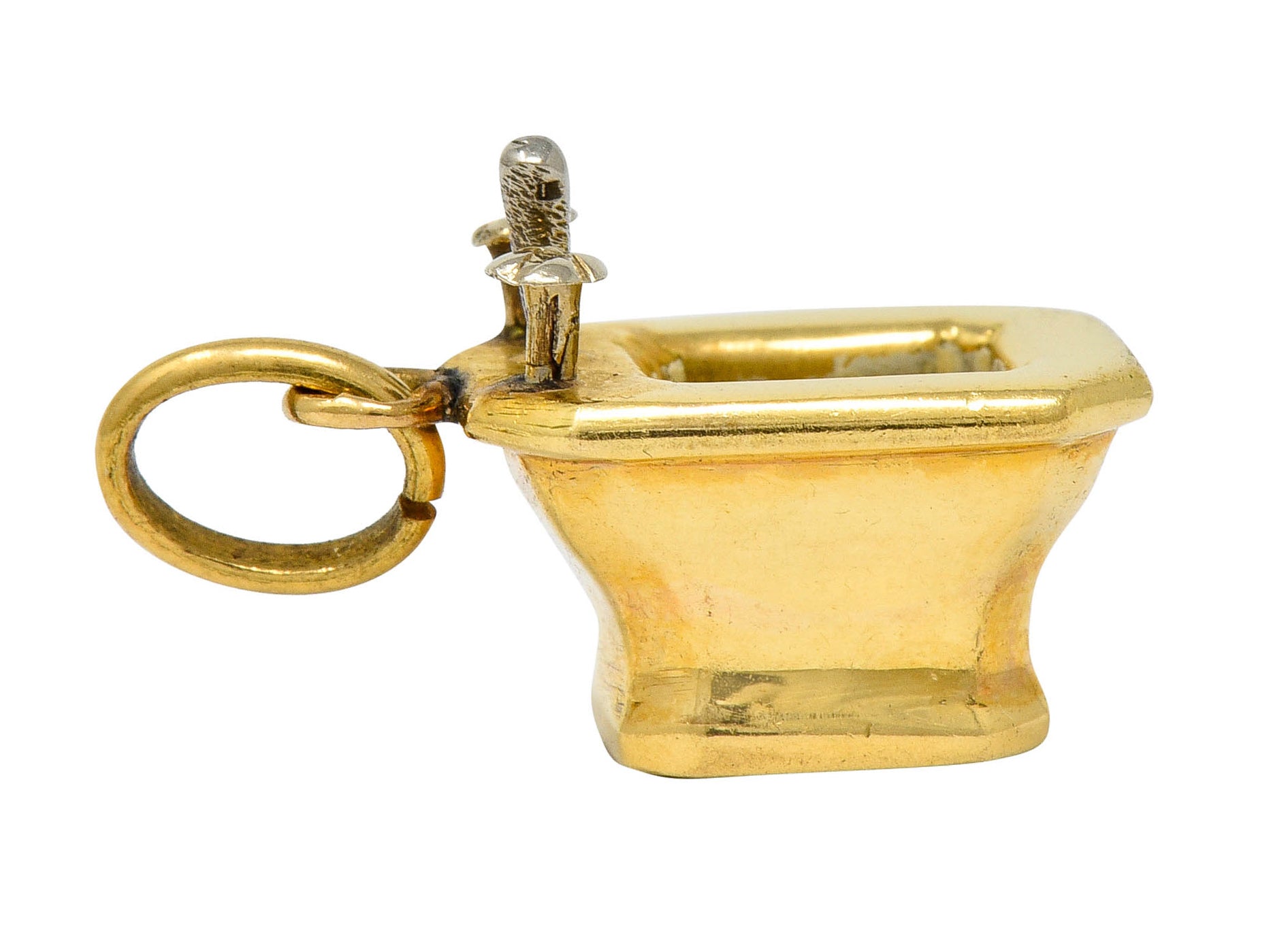 French Art Deco Enamel 18 Karat Gold Powder Room Sink Charm - Wilson's Estate Jewelry
