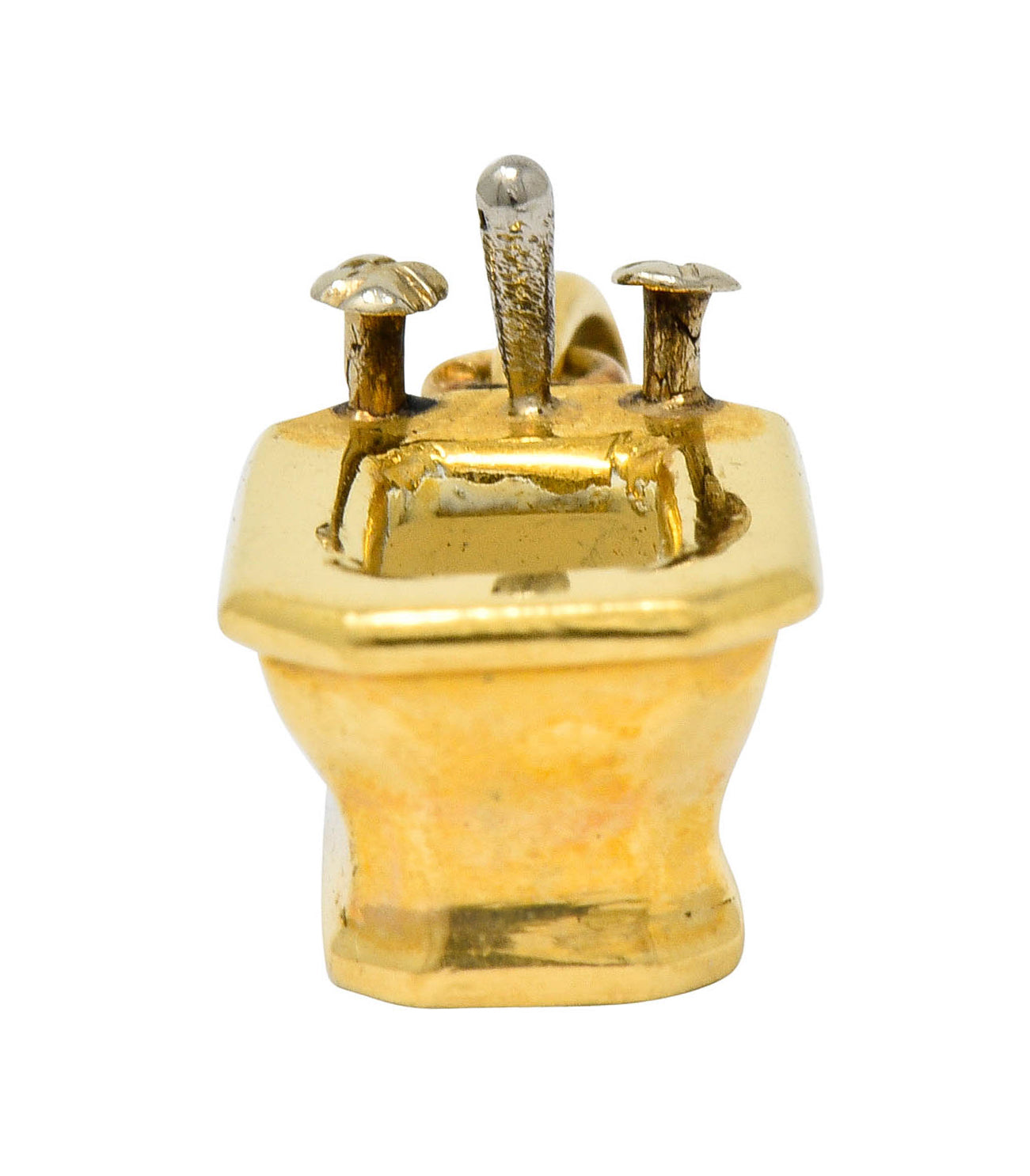 French Art Deco Enamel 18 Karat Gold Powder Room Sink Charm - Wilson's Estate Jewelry