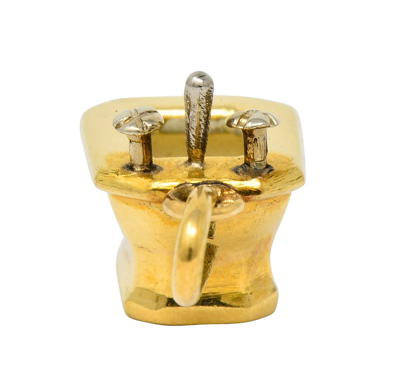 French Art Deco Enamel 18 Karat Gold Powder Room Sink Charm - Wilson's Estate Jewelry