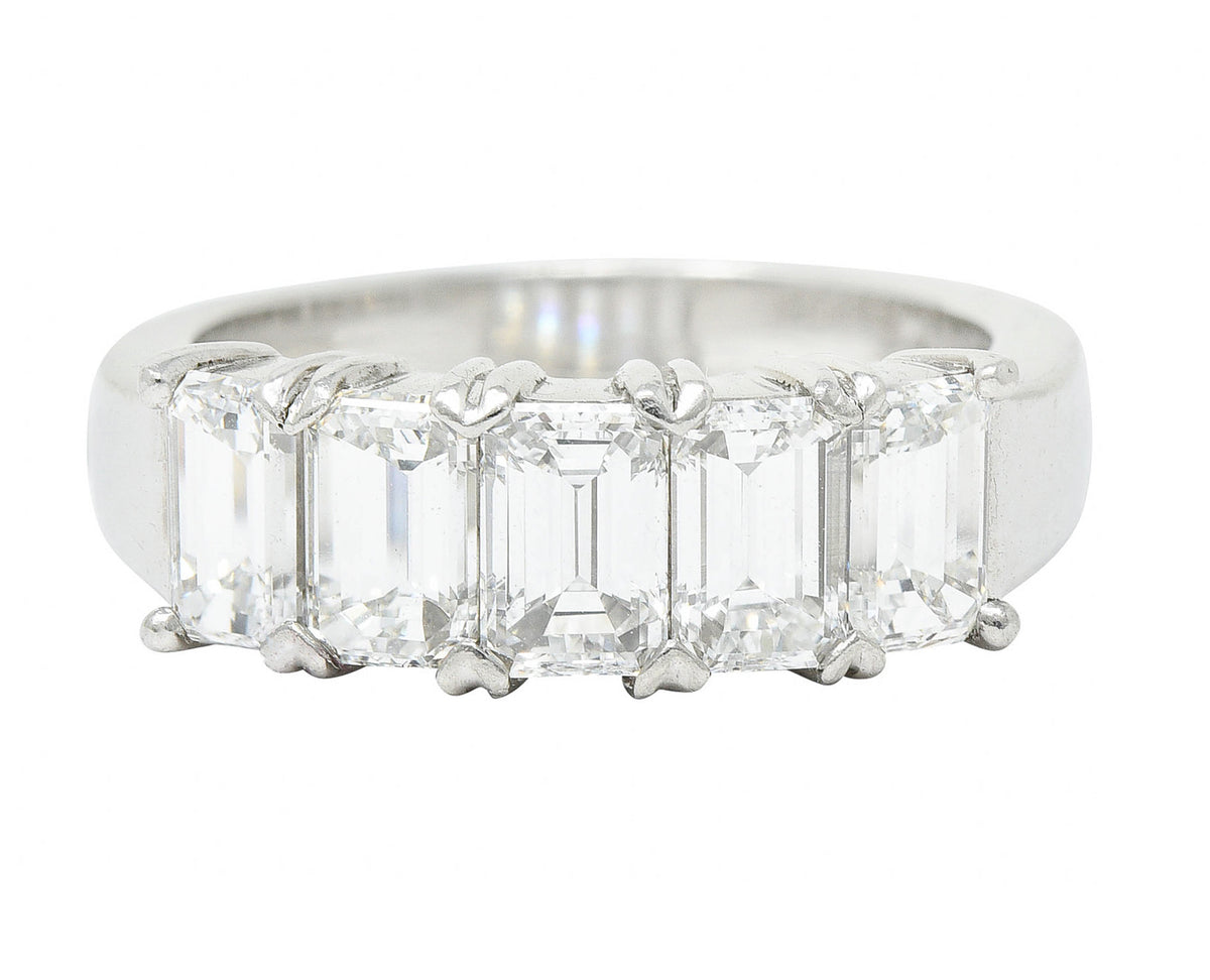 1990's Vintage 2.25 CTW Emerald Cut Diamond Platinum Band RingRing - Wilson's Estate Jewelry