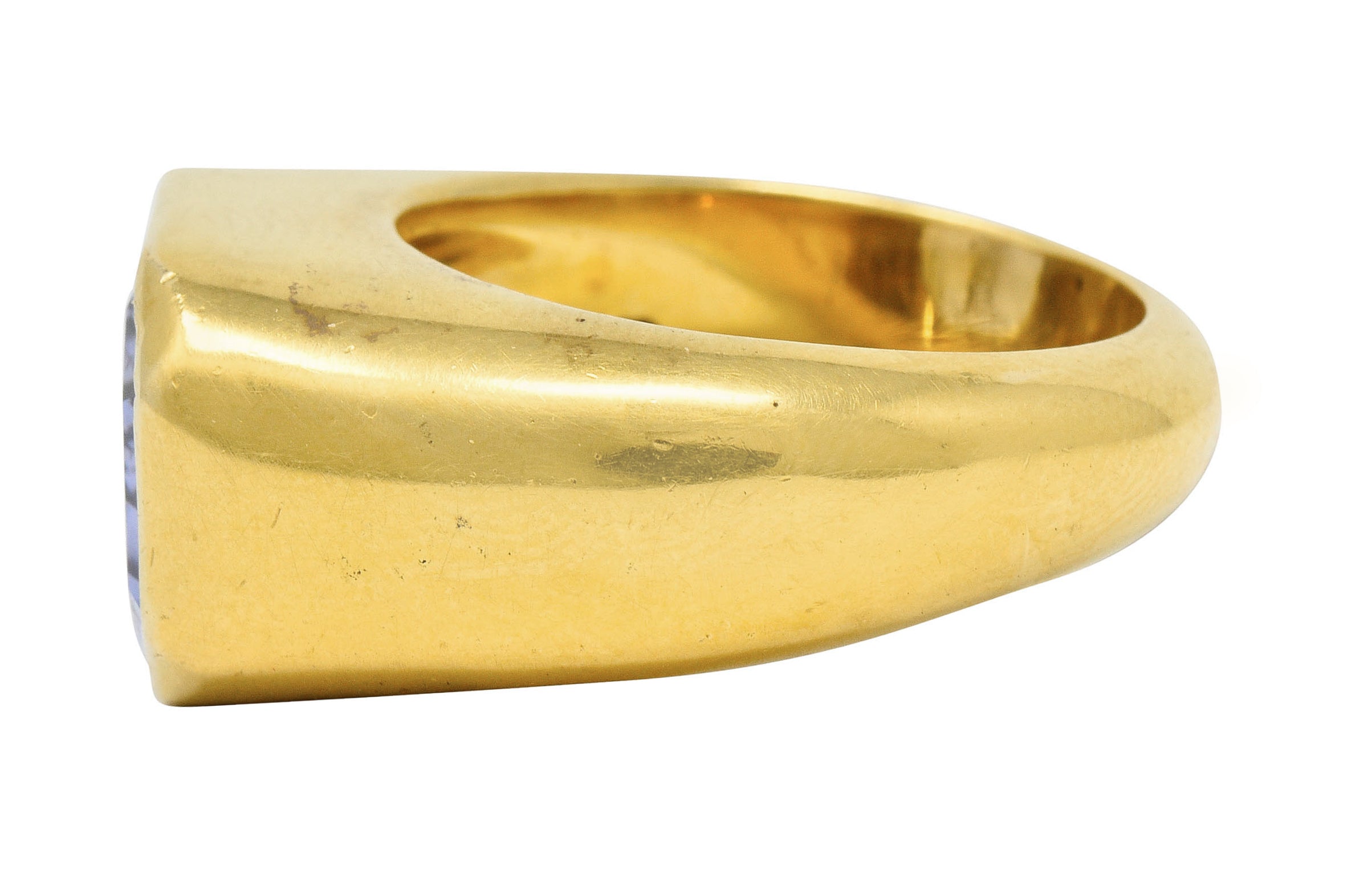 Substantial 13.10 CTW Color-Change No Heat Sapphire Intaglio 22 Karat Gold Signet Ring GIARing - Wilson's Estate Jewelry
