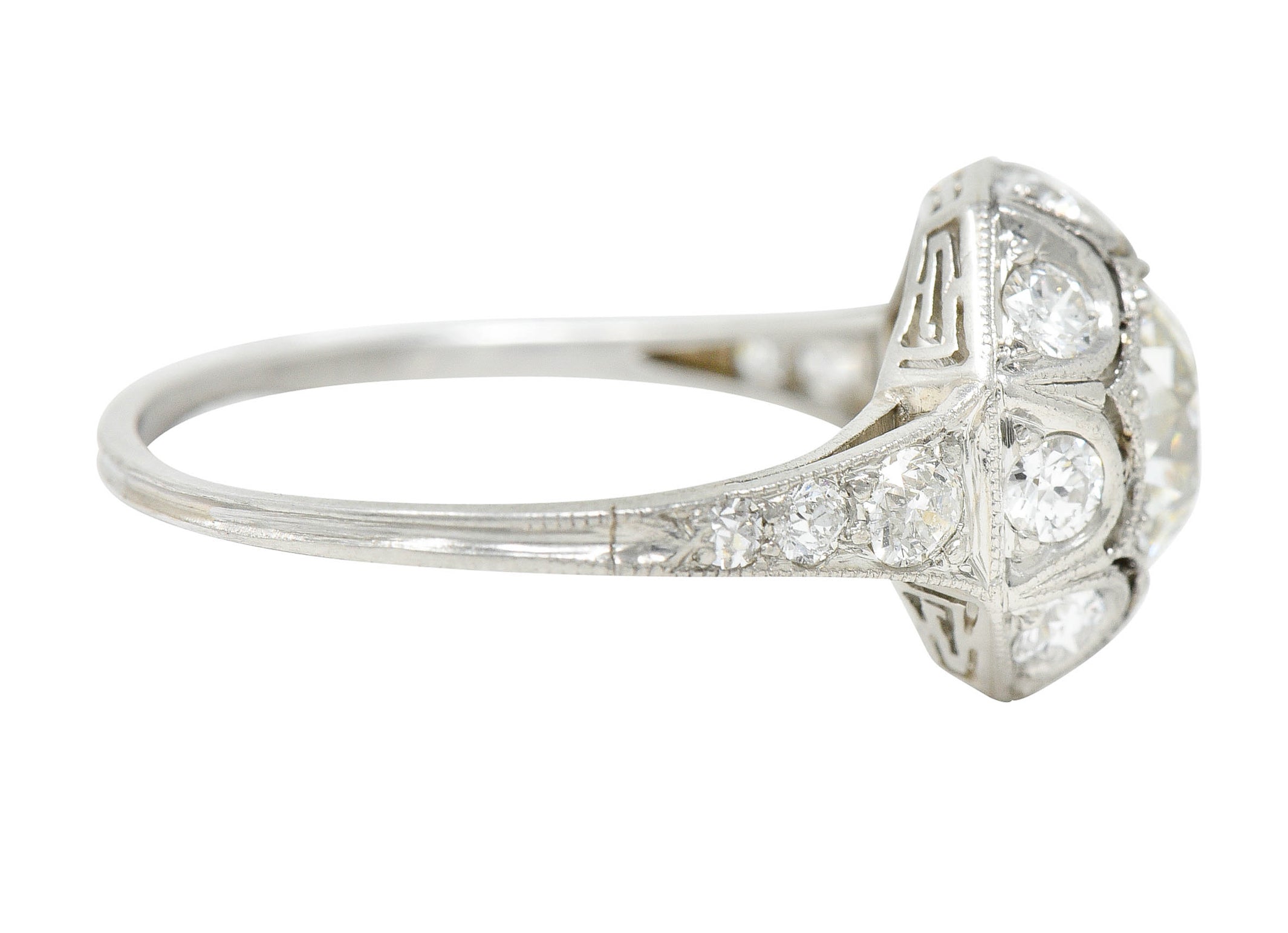 Art Deco 1.62 CTW Diamond Platinum Starburst Cluster RingRing - Wilson's Estate Jewelry