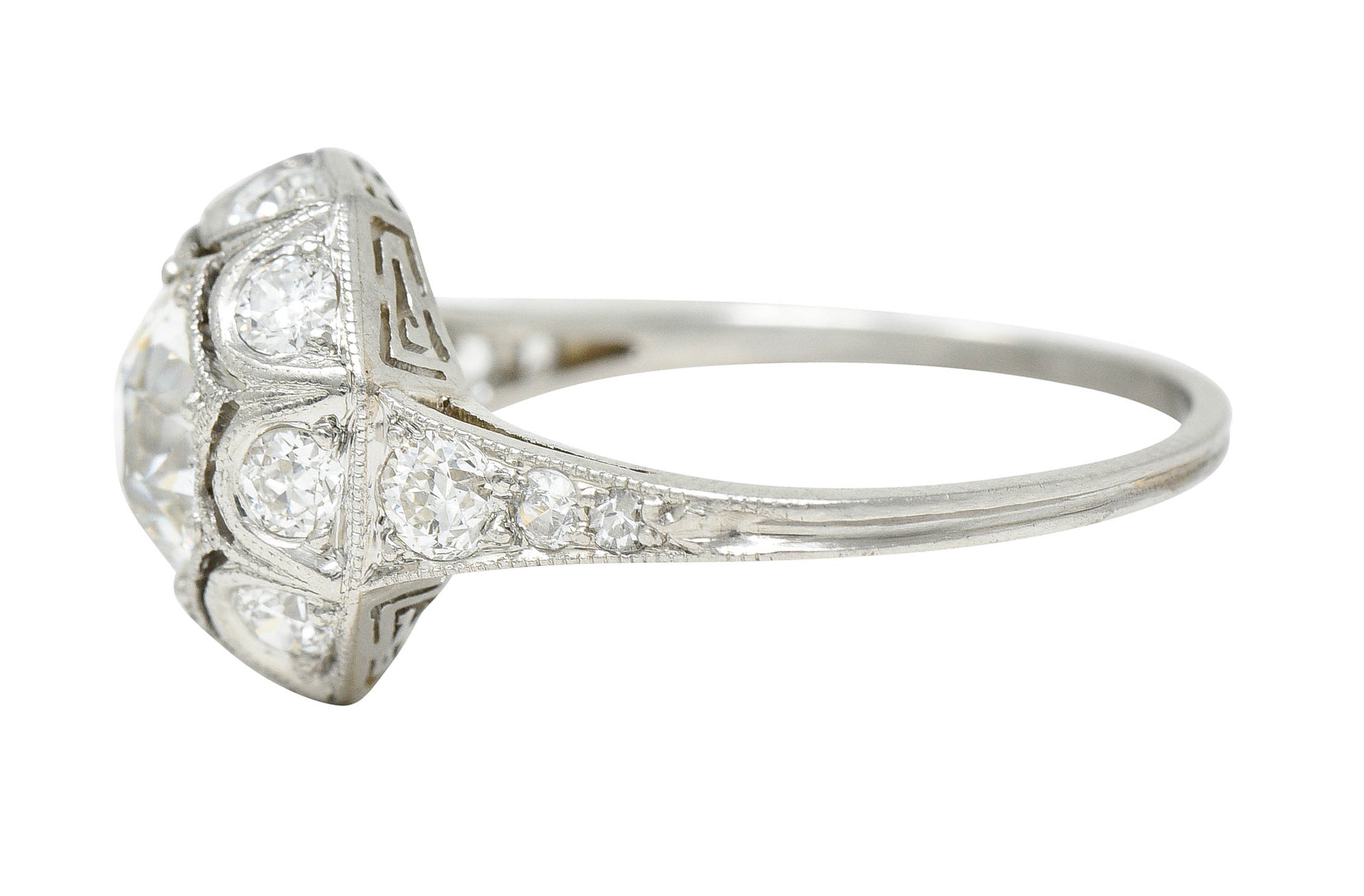 Art Deco 1.62 CTW Diamond Platinum Starburst Cluster RingRing - Wilson's Estate Jewelry