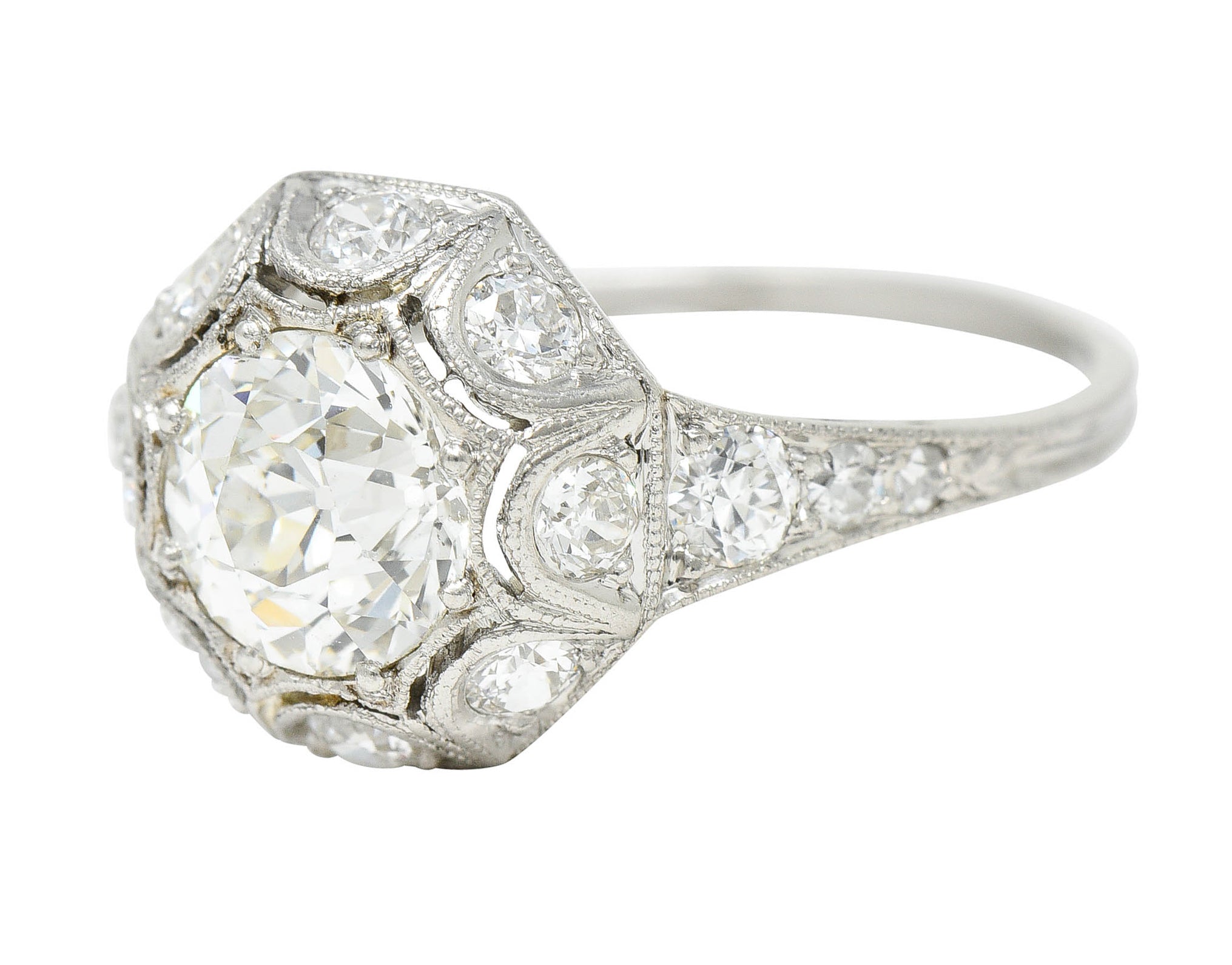 Art Deco 1.62 CTW Diamond Platinum Starburst Cluster RingRing - Wilson's Estate Jewelry