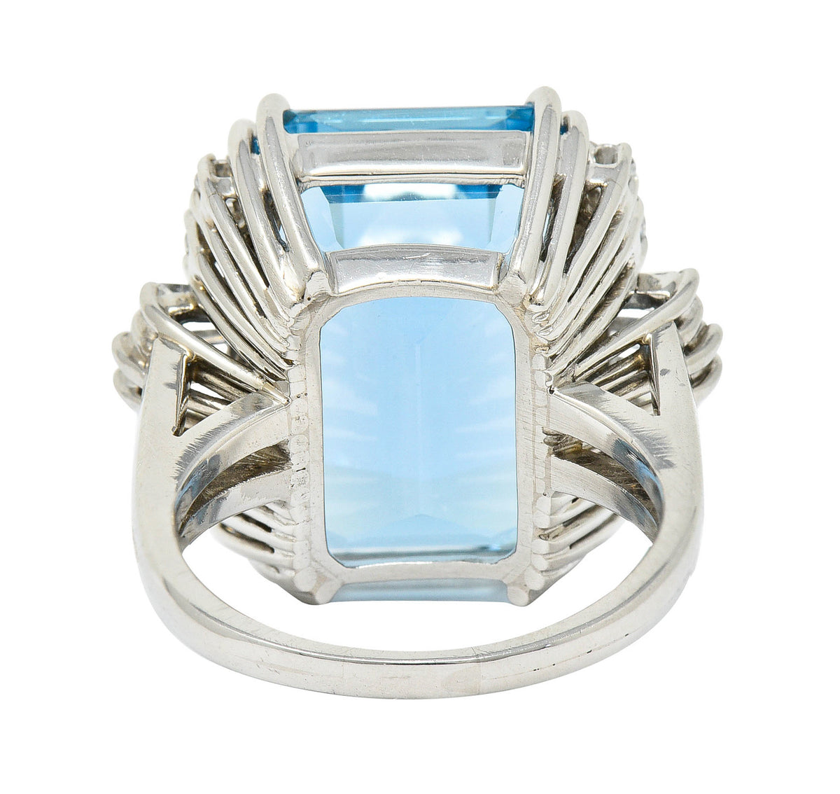 Felger Inc. Mid-Century 17.50 CTW Aquamarine Diamond Platinum Statement Ring Circa 1950Ring - Wilson's Estate Jewelry