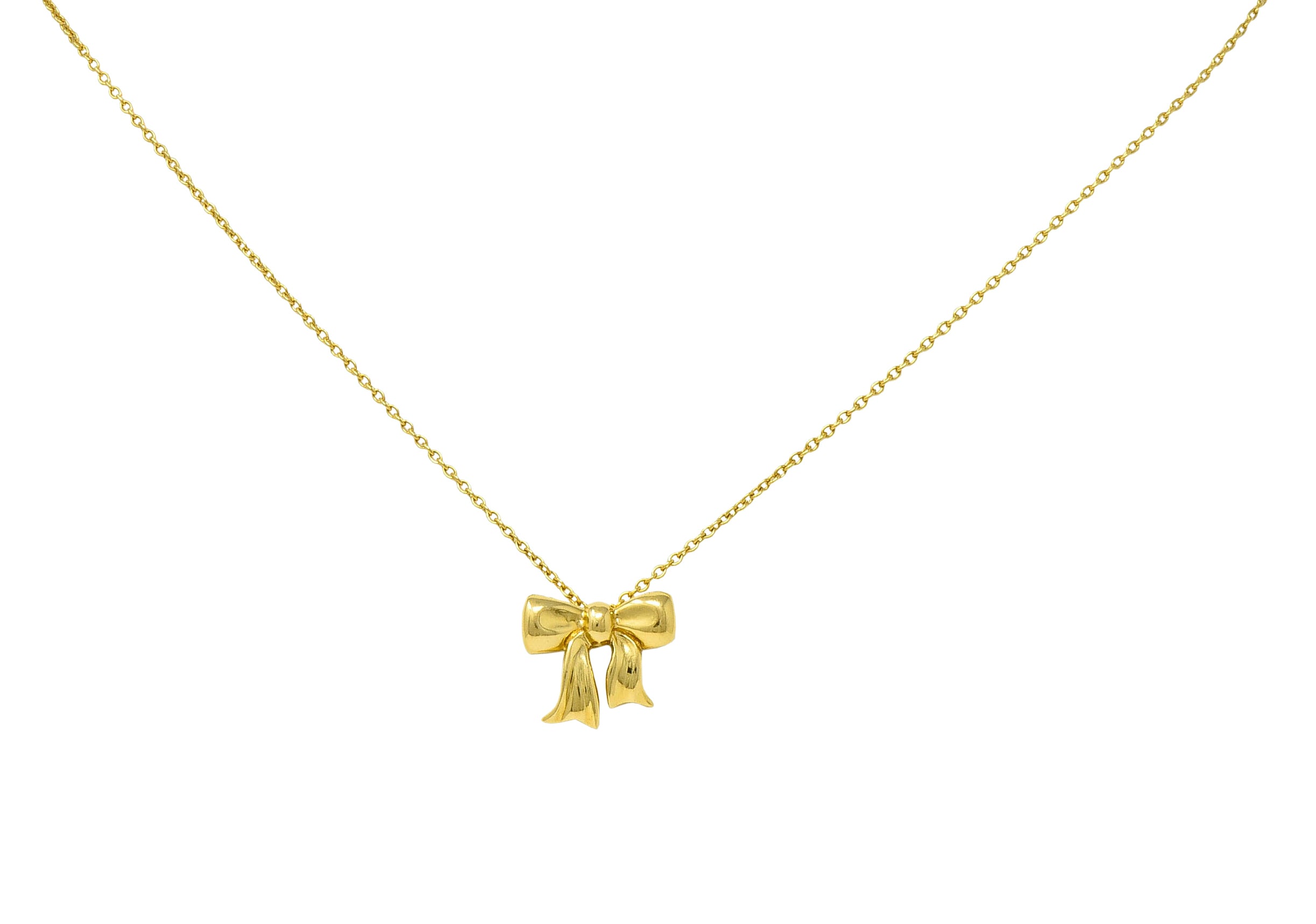 1990's Tiffany & Co. Vintage 18 Karat Gold Bow Pendant Necklace - Wilson's Estate Jewelry
