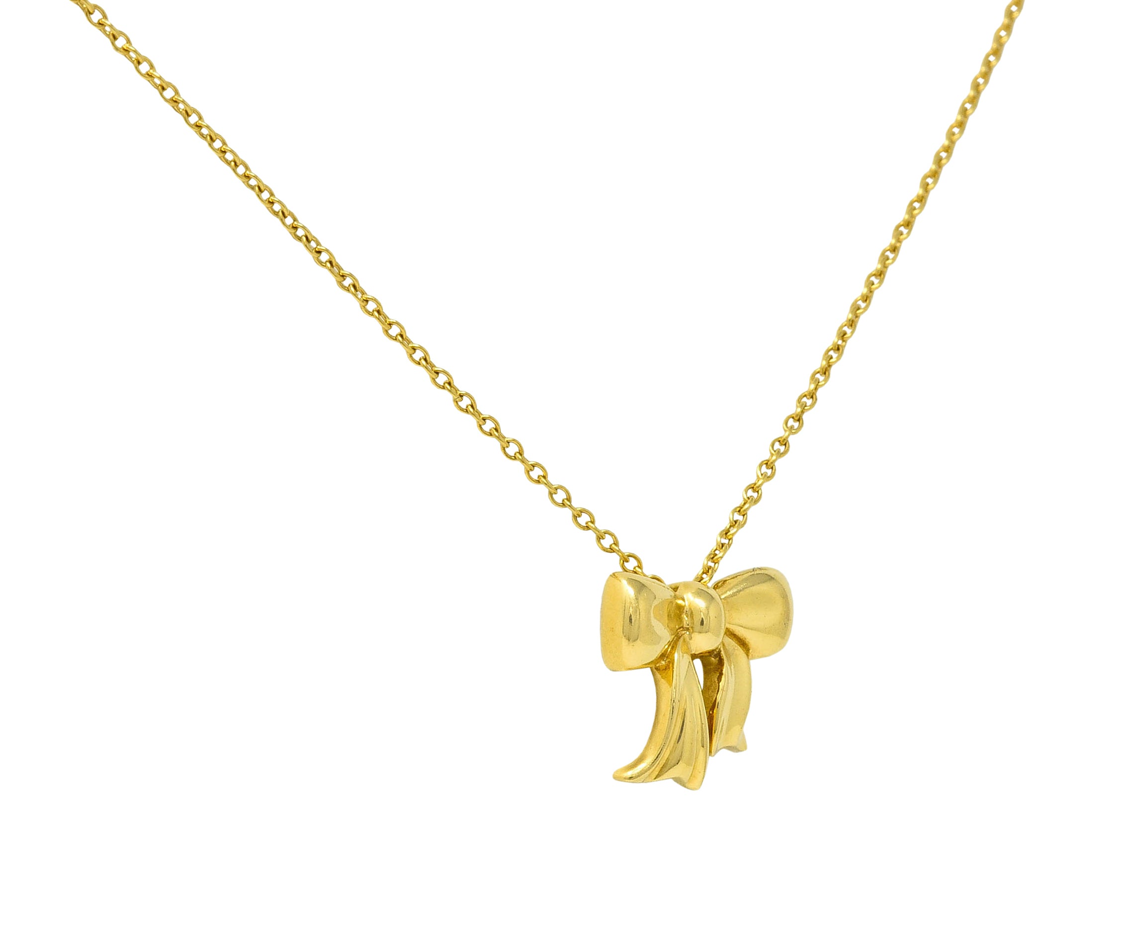 1990's Tiffany & Co. Vintage 18 Karat Gold Bow Pendant Necklace - Wilson's Estate Jewelry