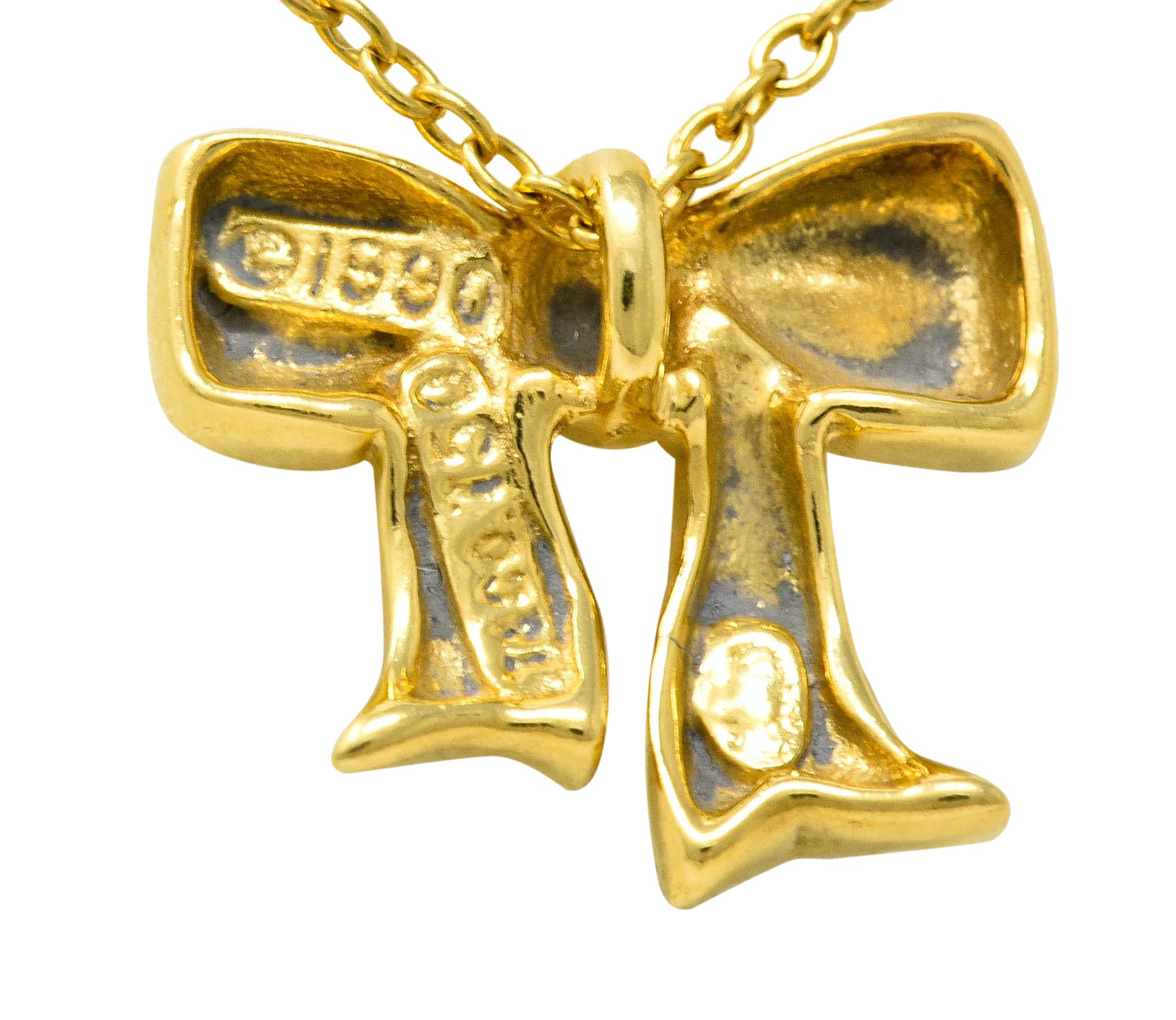 1990's Tiffany & Co. Vintage 18 Karat Gold Bow Pendant Necklace - Wilson's Estate Jewelry