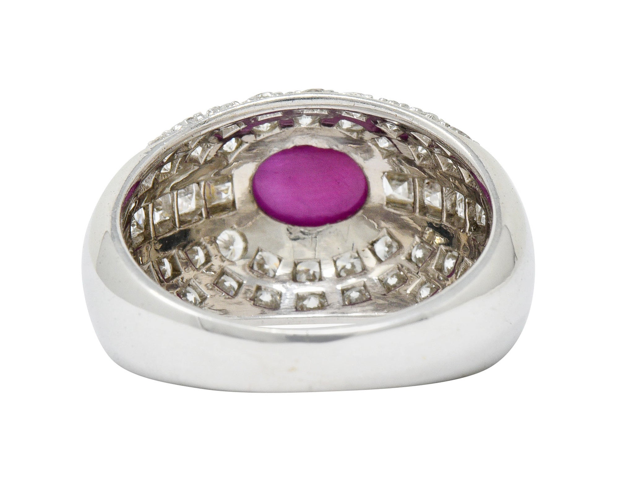 1950's W.J. Harbor Co. 2.50 CTW Ruby Diamond 18 Karat White Gold Unisex Band RingRing - Wilson's Estate Jewelry