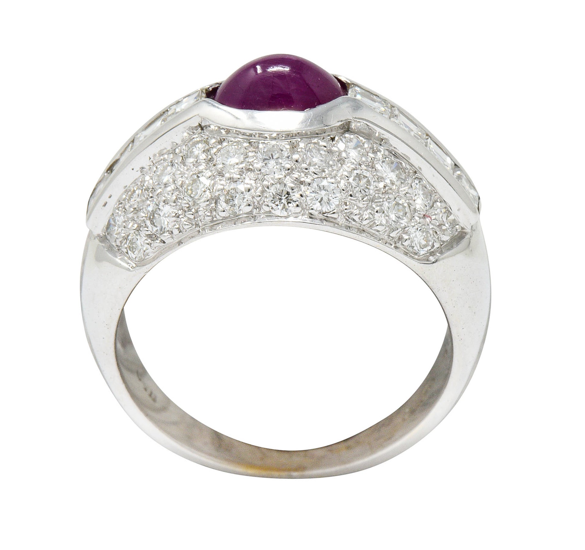 1950's W.J. Harbor Co. 2.50 CTW Ruby Diamond 18 Karat White Gold Unisex Band RingRing - Wilson's Estate Jewelry
