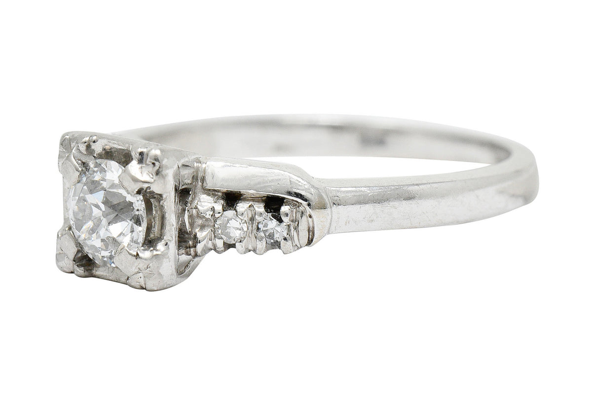 Retro 0.40 CTW Diamond 14 Karat White Gold Engagement RingRing - Wilson's Estate Jewelry