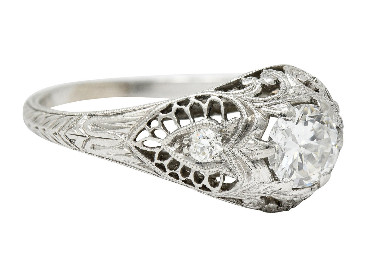 Late Edwardian 0.60 CTW Diamond Platinum Trellis Engagement RingRing - Wilson's Estate Jewelry