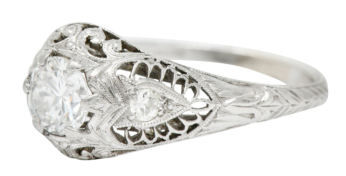 Late Edwardian 0.60 CTW Diamond Platinum Trellis Engagement RingRing - Wilson's Estate Jewelry