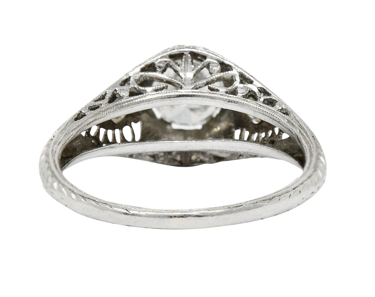 Late Edwardian 0.60 CTW Diamond Platinum Trellis Engagement RingRing - Wilson's Estate Jewelry