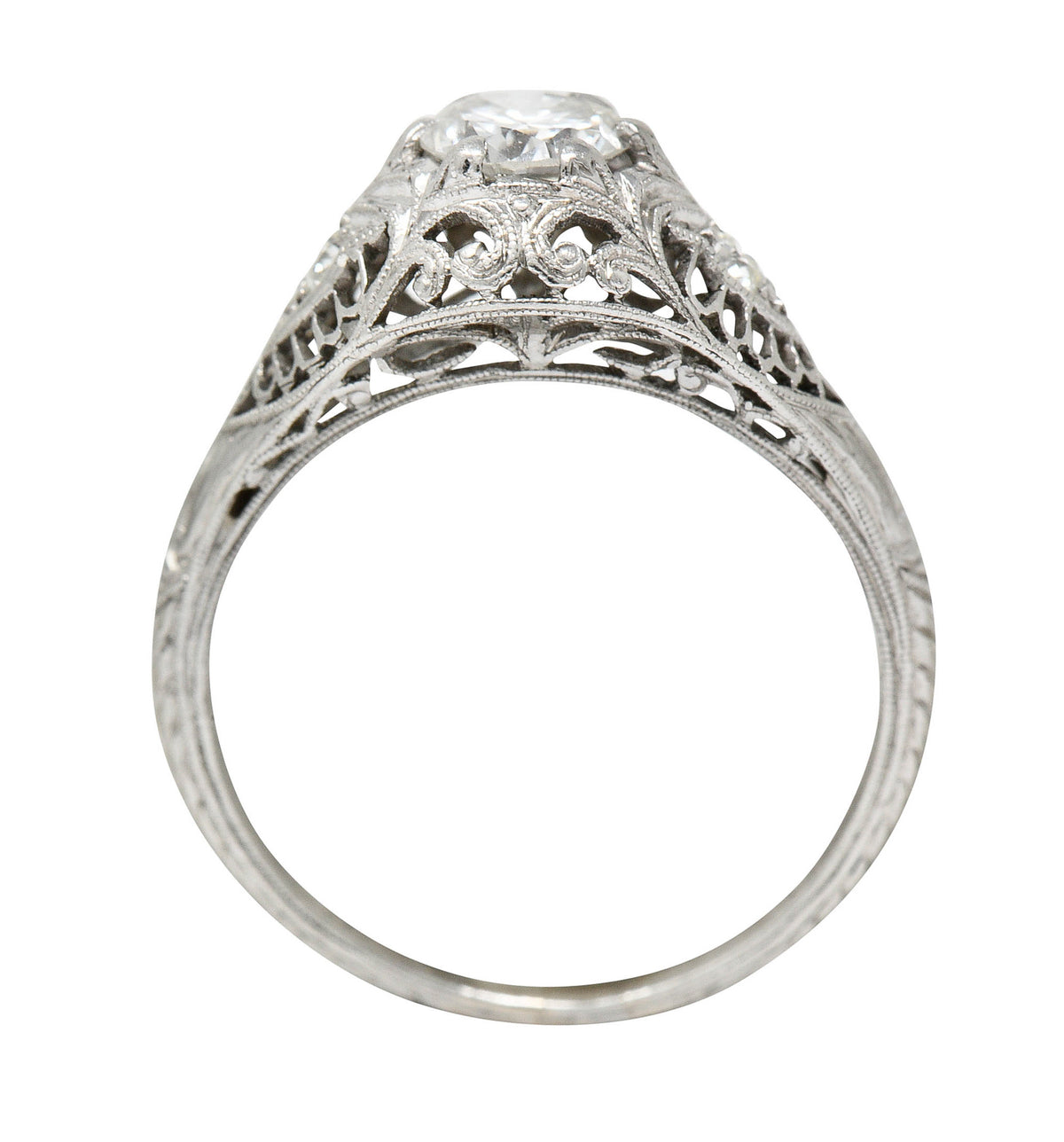 Late Edwardian 0.60 CTW Diamond Platinum Trellis Engagement RingRing - Wilson's Estate Jewelry