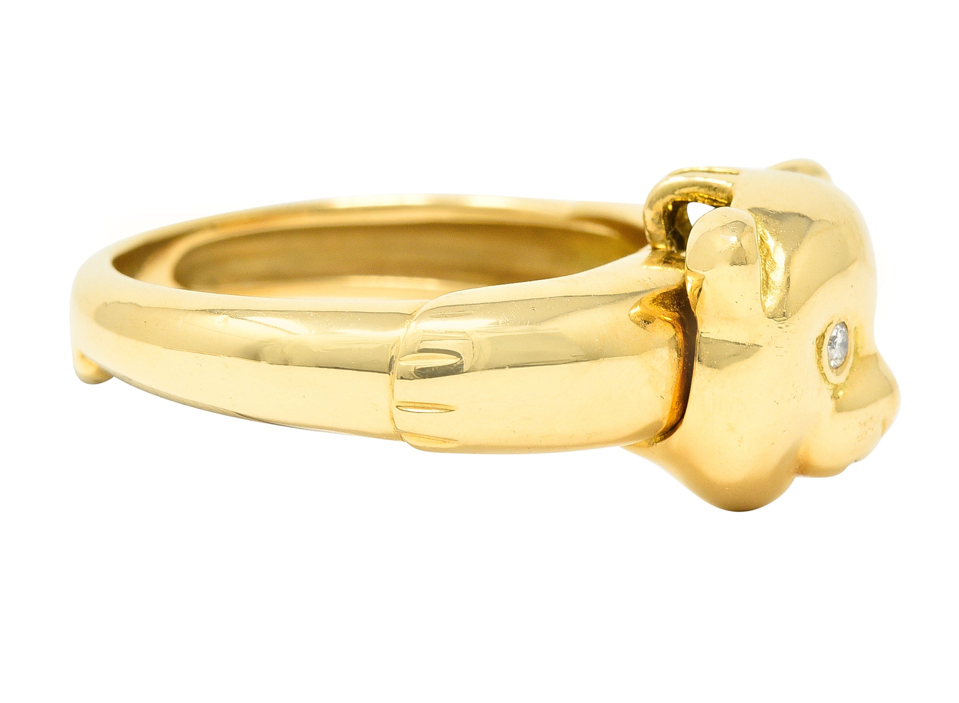 Van Cleef & Arpels French Diamond 18 Karat Yellow Gold Vintage Teddy Bear Convertible Pendant To Band Ring Wilson's Estate Jewelry
