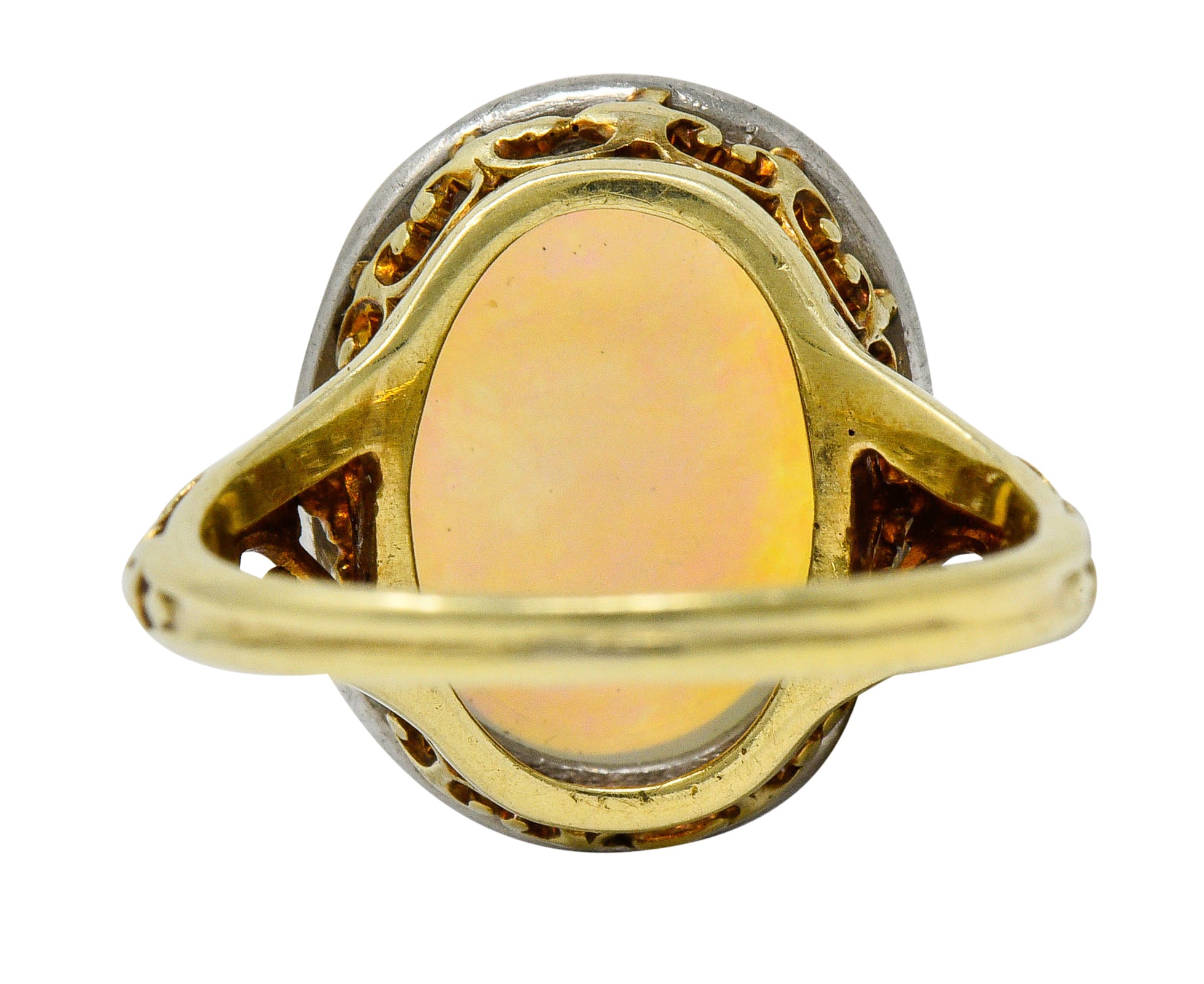 Edwardian Opal Platinum-Topped 15 Karat Gold Statement RingRing - Wilson's Estate Jewelry