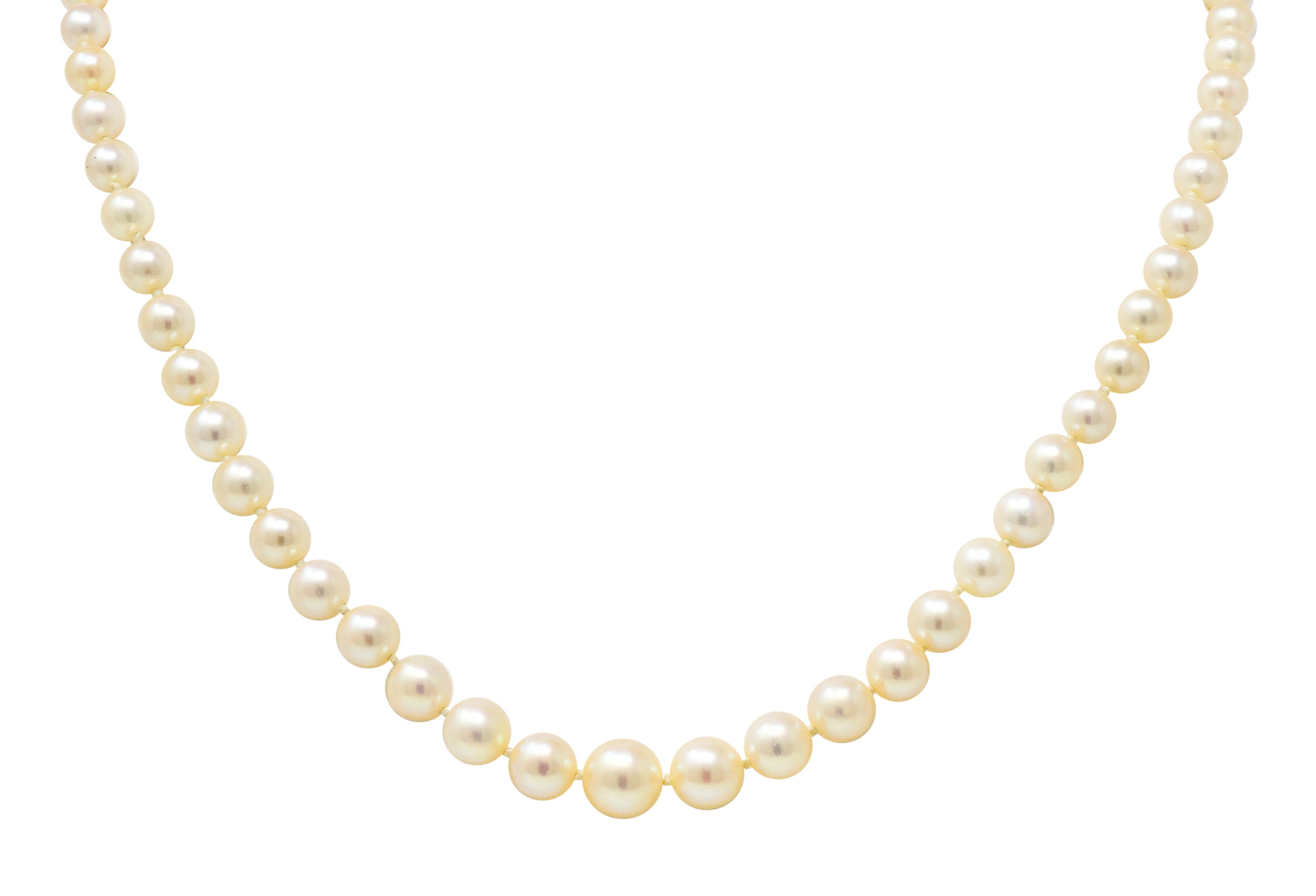1950's Mid-Century 1.08 CTW Diamond Pearl Platinum Strand NecklaceNecklace - Wilson's Estate Jewelry