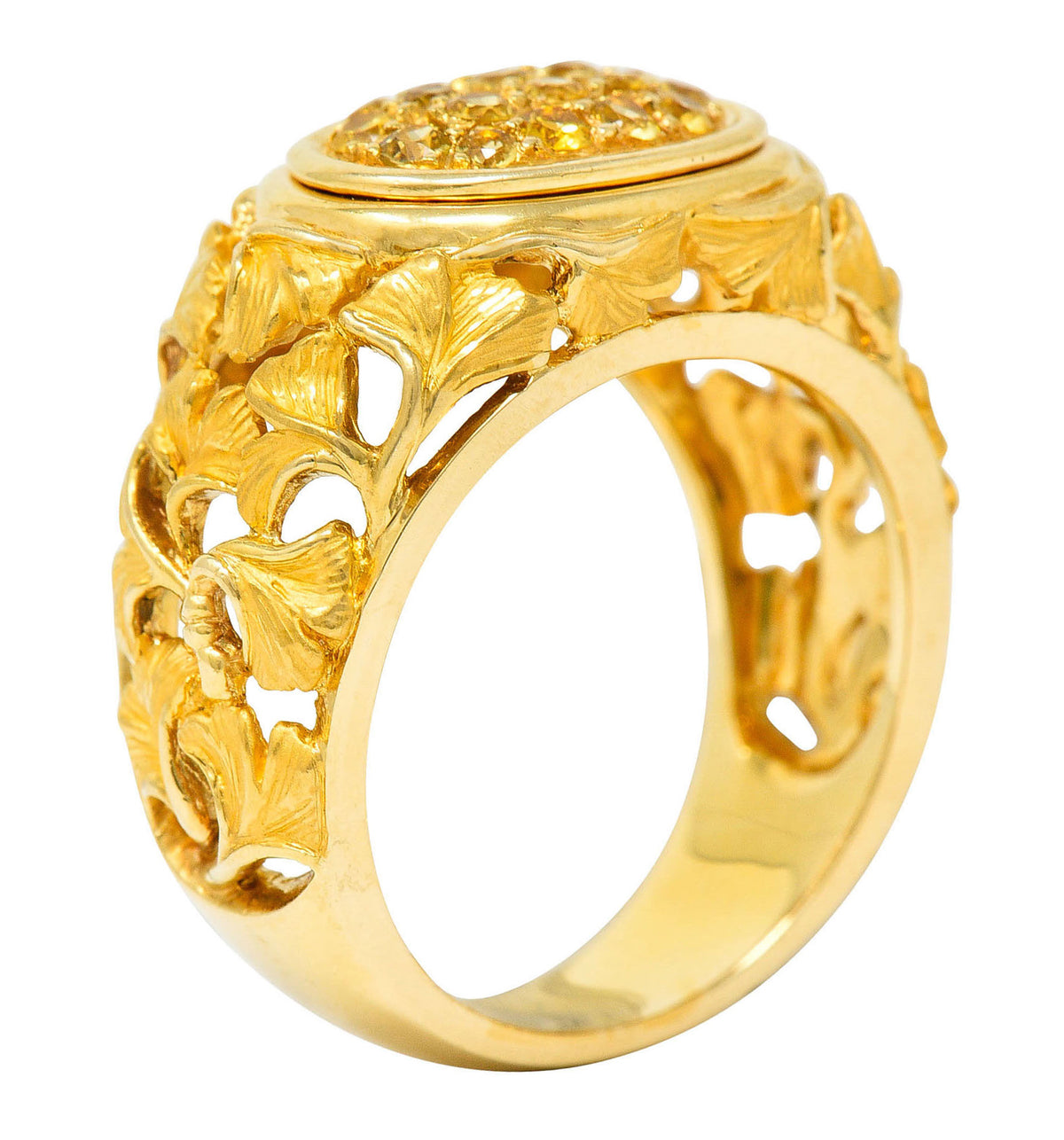 Carrera Y Carrera Yellow Sapphire 18 Karat Gold Ginkgo Band RingRing - Wilson's Estate Jewelry