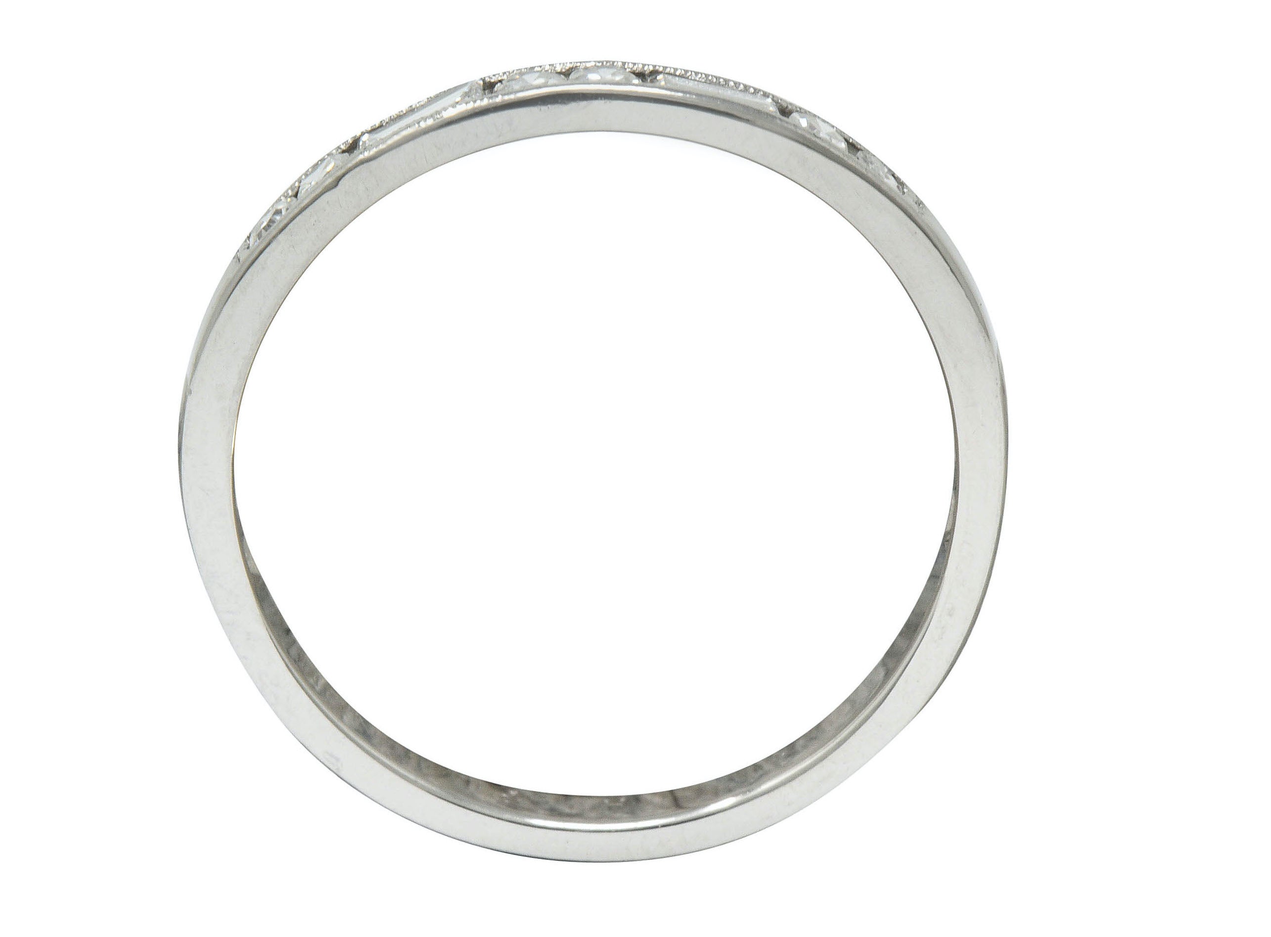 Vintage Single Baguette Cut Diamond Platinum Channel Band RingRing - Wilson's Estate Jewelry