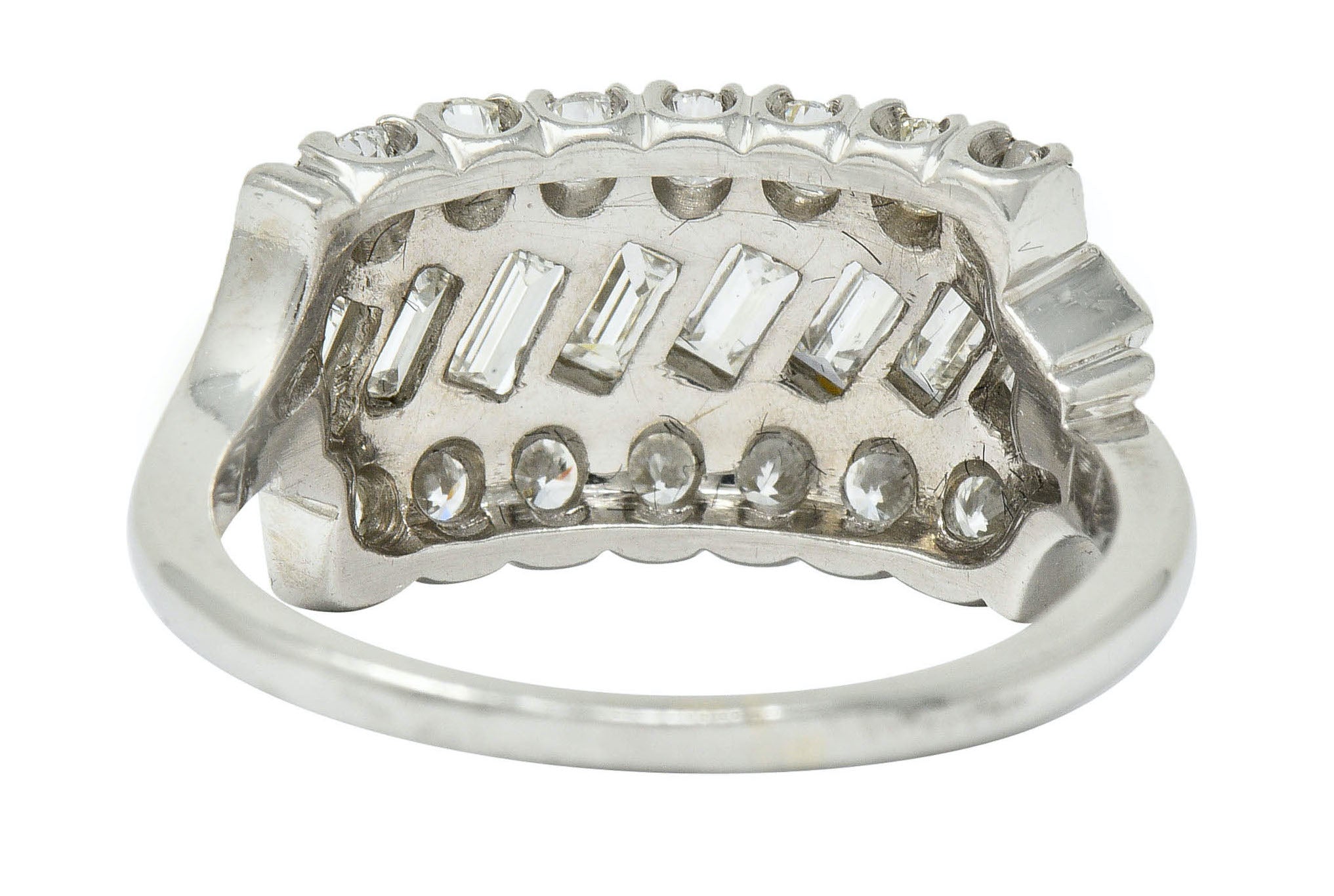 Retro 1.25 CTW Diamond Platinum Fishtail Band RingRing - Wilson's Estate Jewelry
