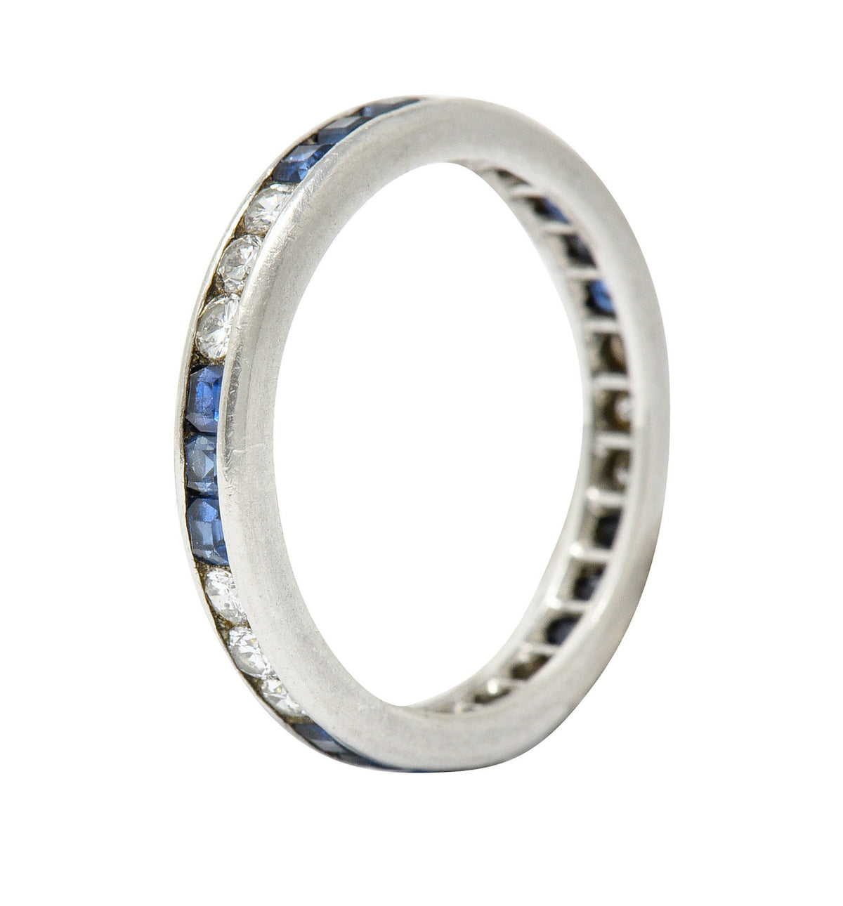 Vintage 1.00 CTW Sapphire Diamond Platinum Eternity Band RingRing - Wilson's Estate Jewelry