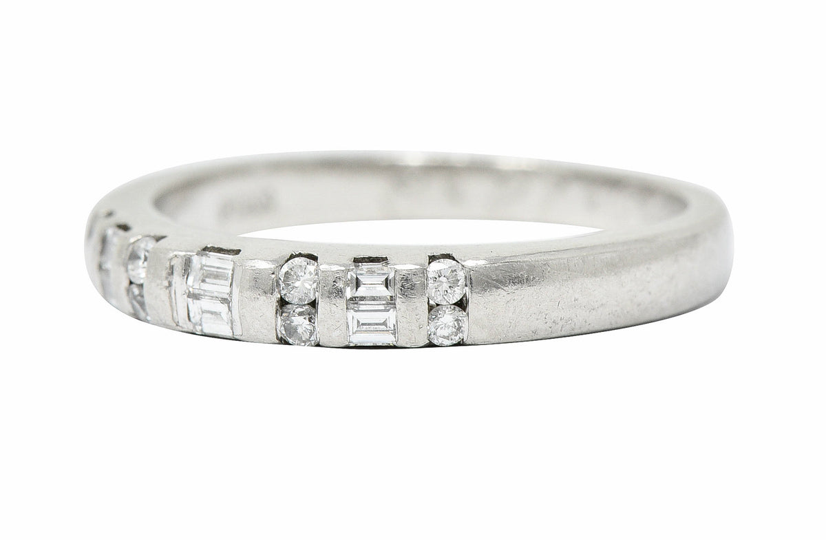 Vintage 0.35 CTW Diamond Platinum Bar Set Wedding Band RingRing - Wilson's Estate Jewelry