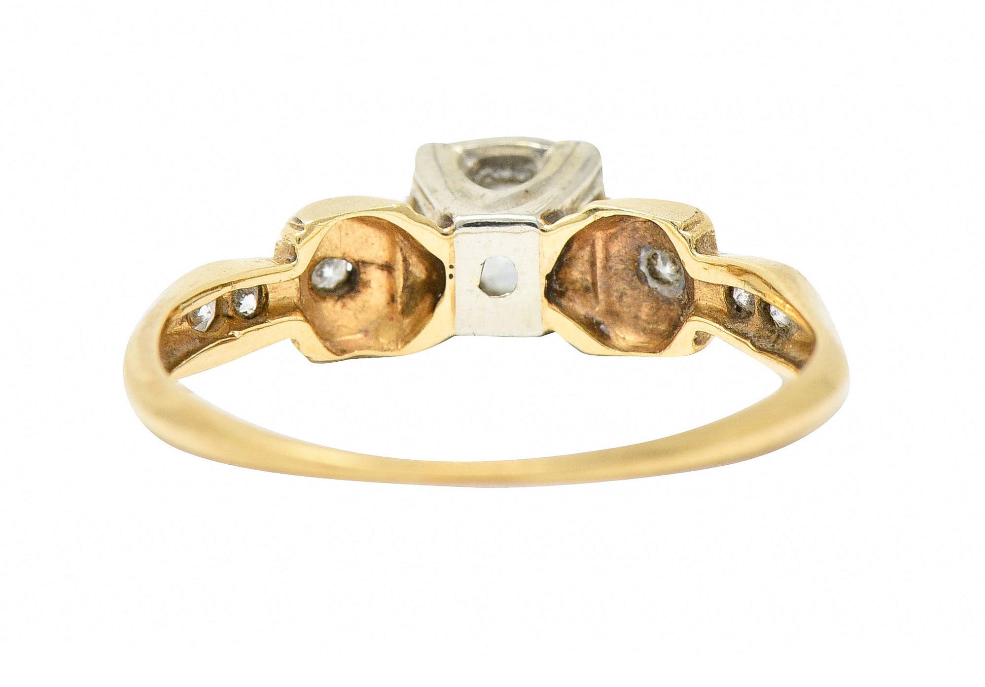 1940's Retro 0.50 CTW Diamond 14 Karat Two-Tone Gold Engagement RingRing - Wilson's Estate Jewelry
